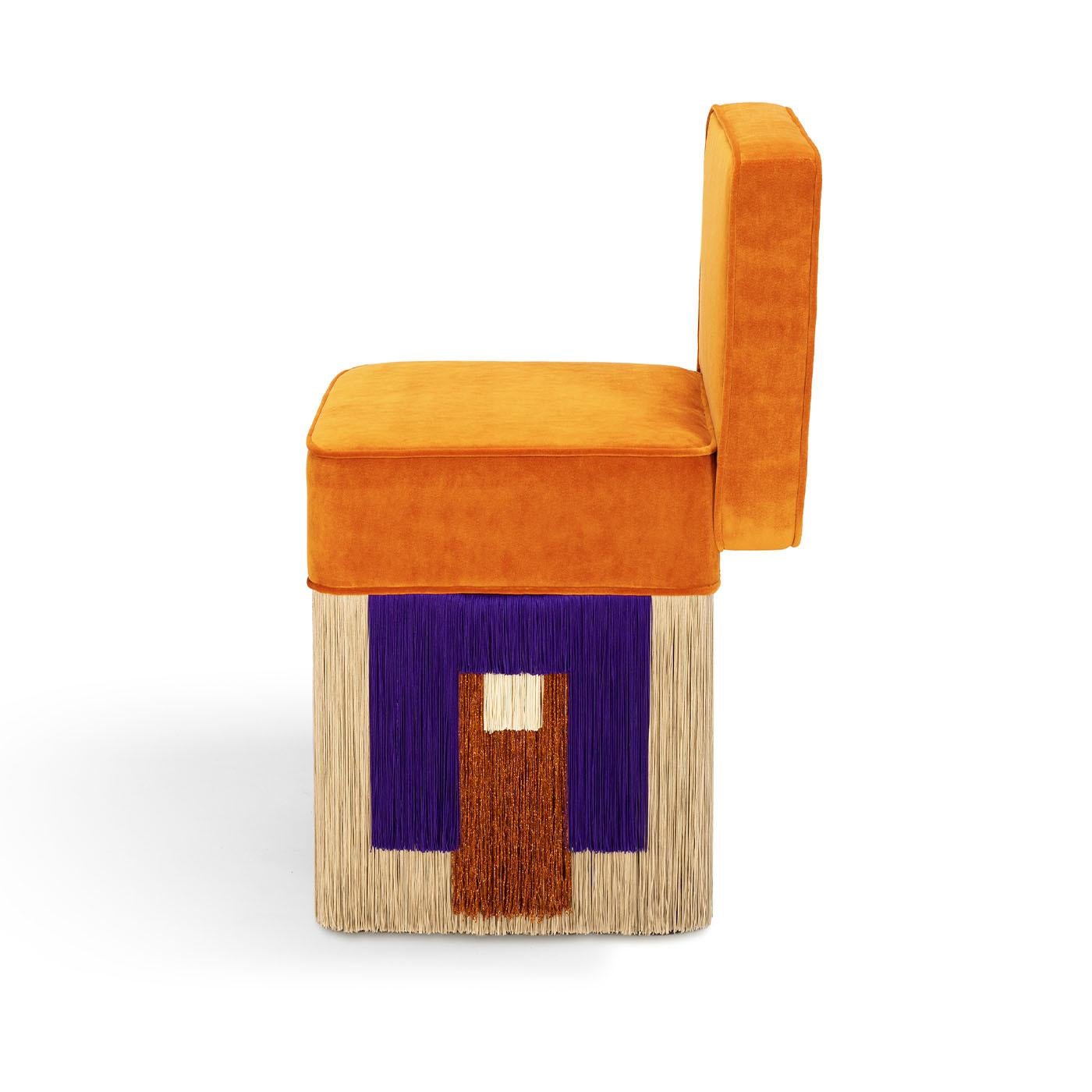 Italian Lilli Cleo Orange Velvet Chair by Lorenza Bozzoli For Sale