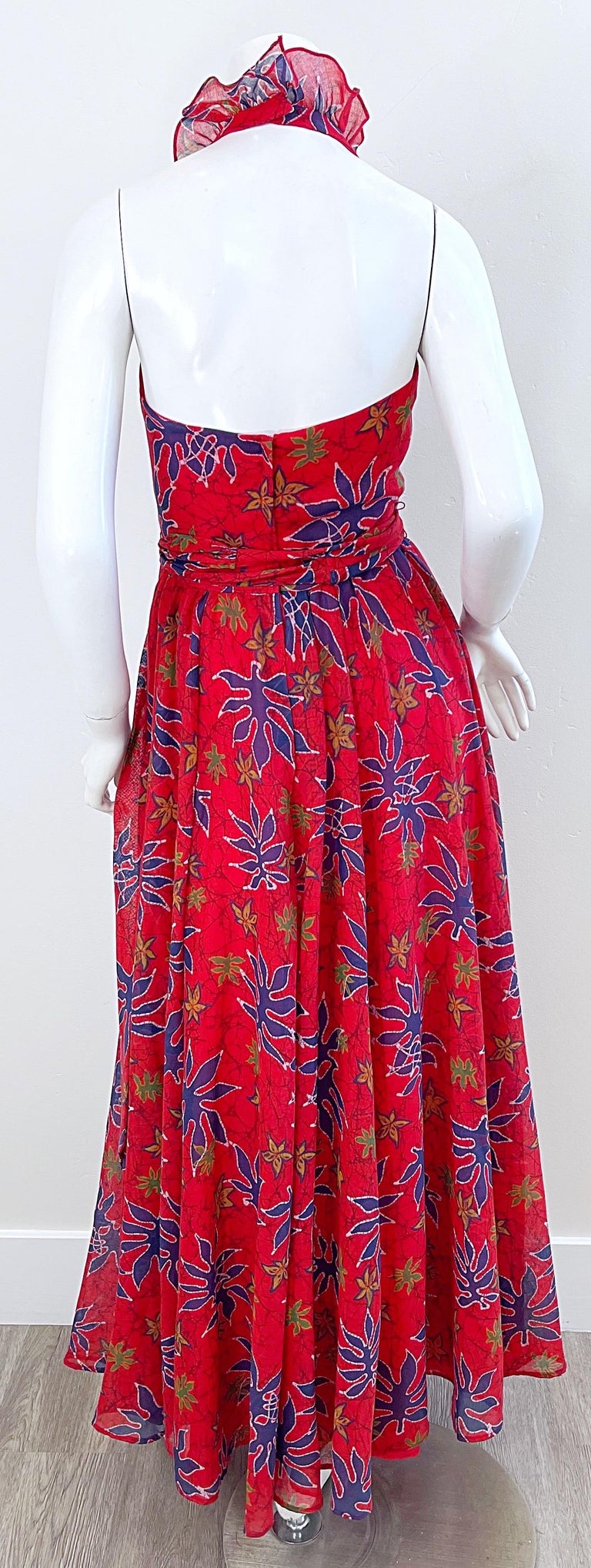 1970s Scarf Sleeve Maxi Dress by Lilli Diamond | LARGE