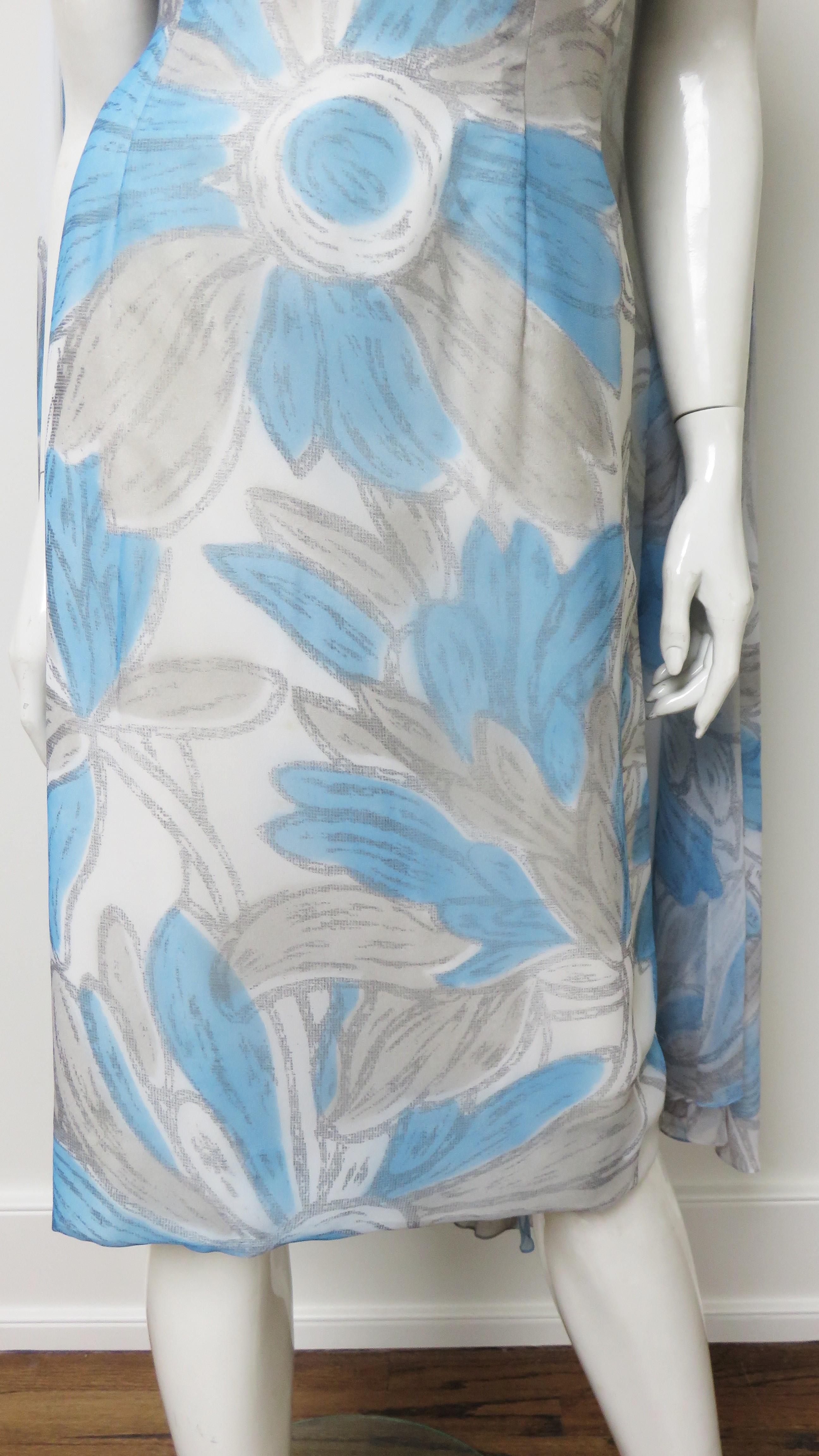 Lilli Diamond New Silk Dress with Back Drape 1960s In Excellent Condition For Sale In Water Mill, NY