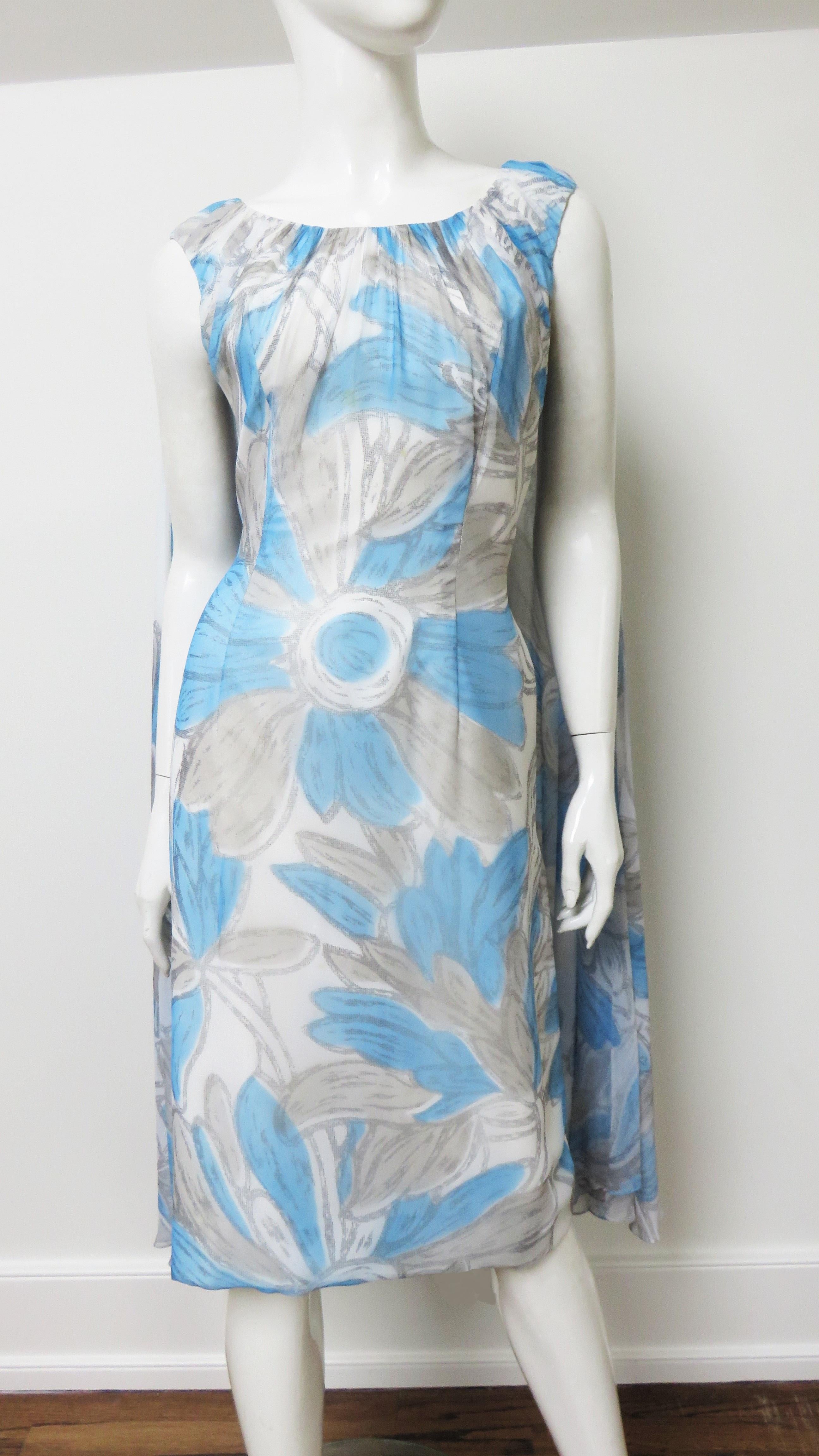Women's Lilli Diamond New Silk Dress with Back Drape 1960s For Sale