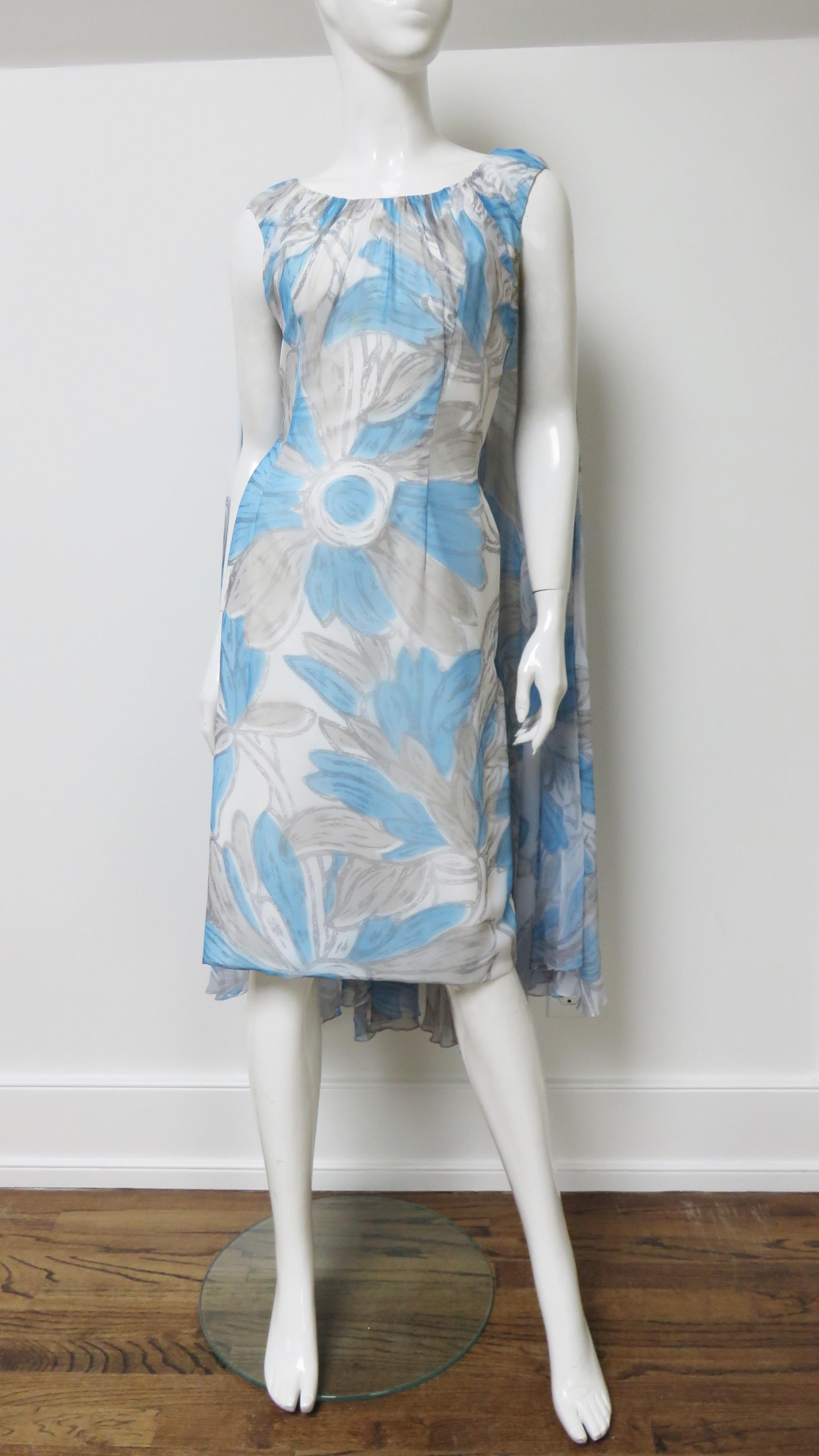 Lilli Diamond New Silk Dress with Back Drape 1960s For Sale 1