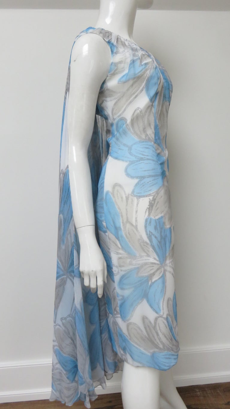 Lilli Diamond New Silk Dress with Back Drape 1960s