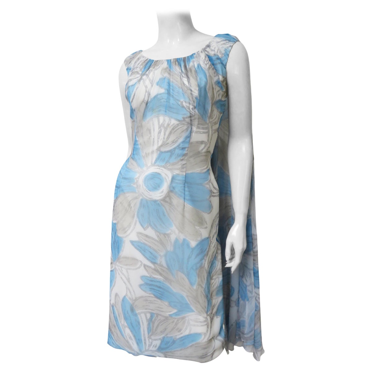 Lilli Diamond New Silk Dress with Back Drape 1960s