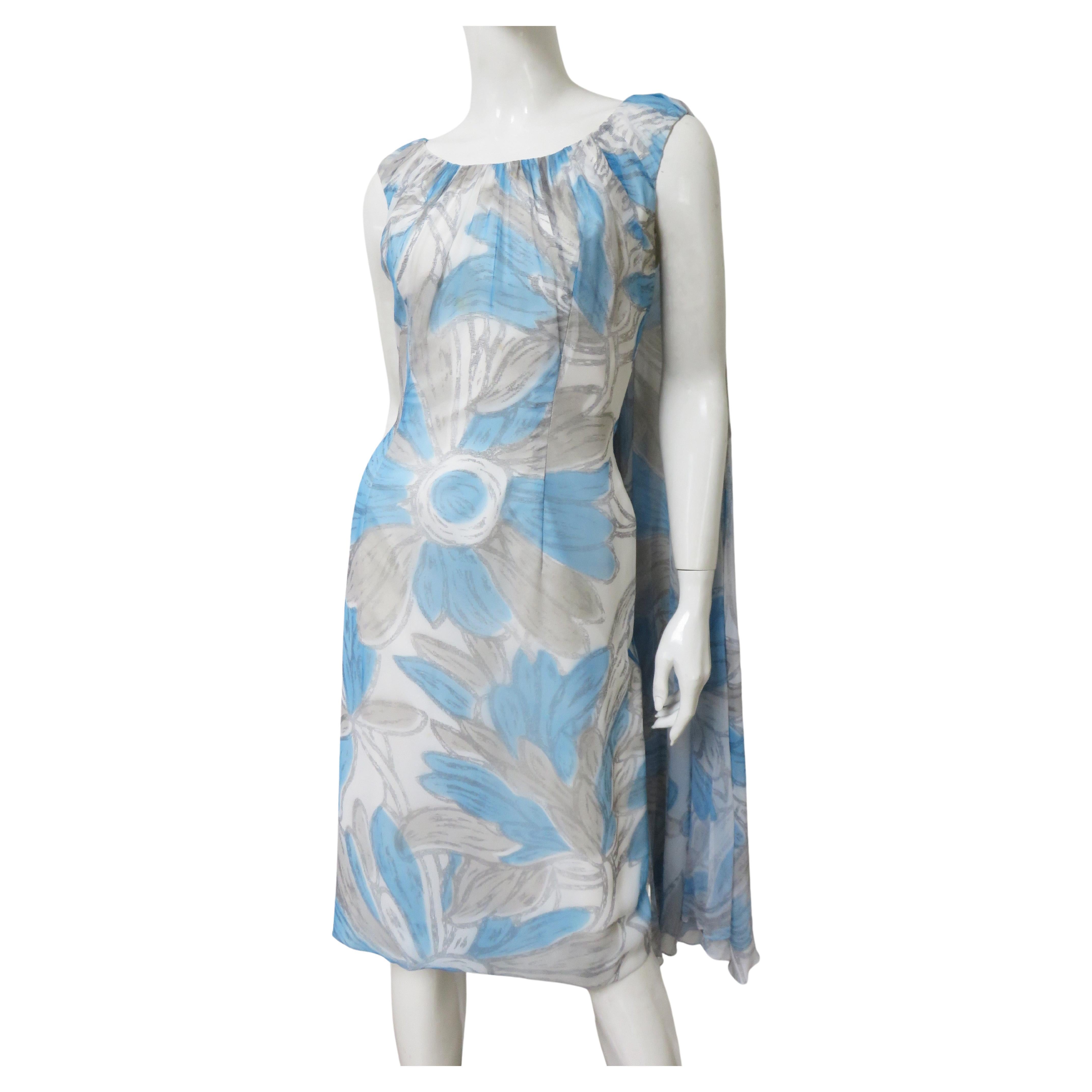 Lilli Diamond New Silk Dress with Back Drape 1960s For Sale