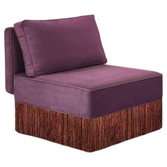 Lilli Modular Aubergine With Mix Colors Fringes Lounge Armchair