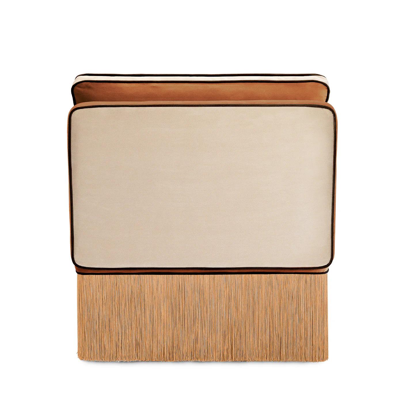 Lilli modular beige and cognac fabric with fringes lounge Armchair In New Condition For Sale In Milan, IT