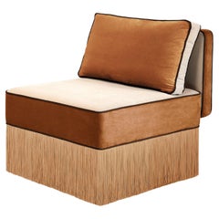 Lilli modular beige and cognac fabric with fringes lounge Armchair