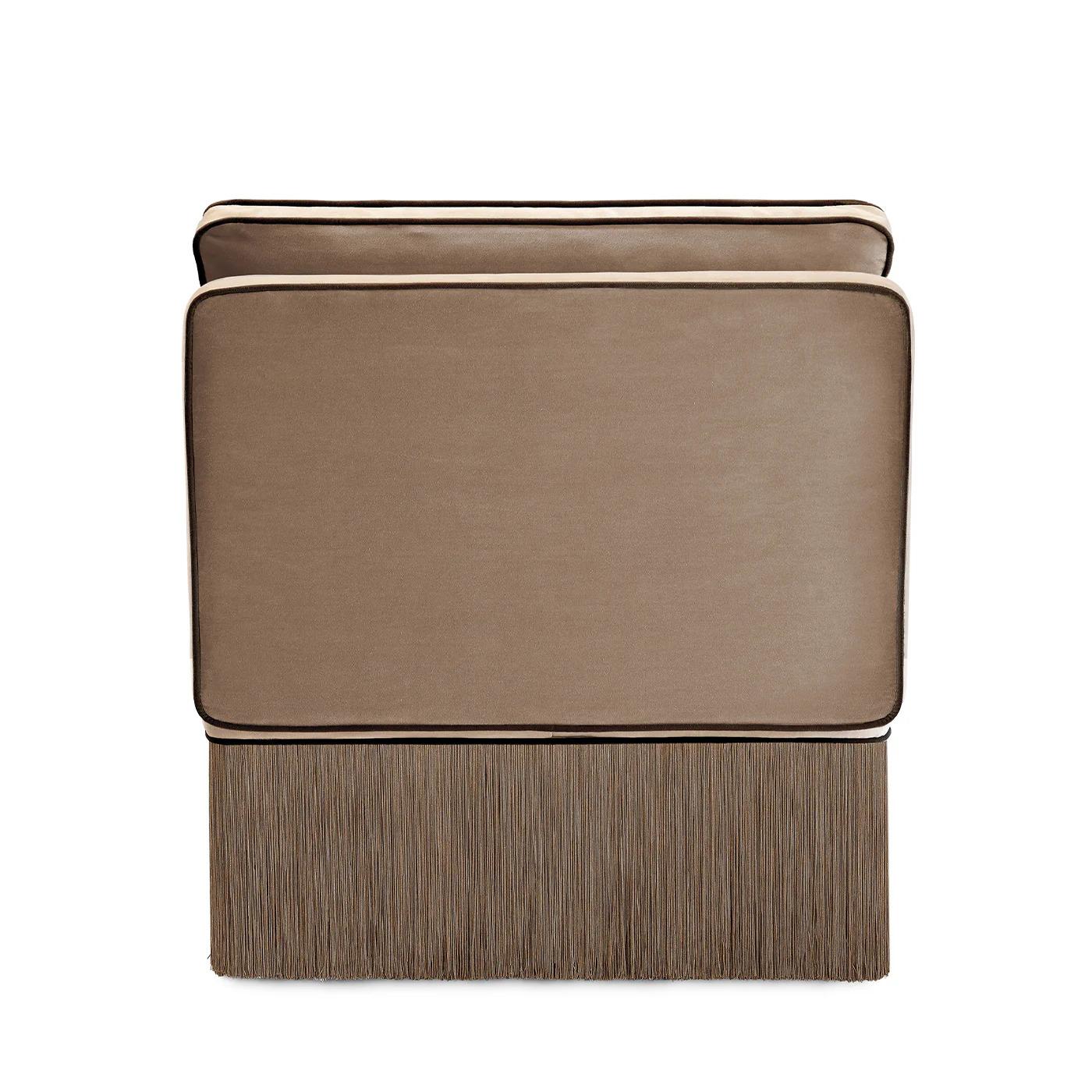 Contemporary Lilli modular beige with brown fringes lounge armchair by Lorenza Bozzoli For Sale