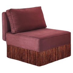 Lilli Modular Cherry Pinky Red With Mix Colors Fringes Lounge Armchair