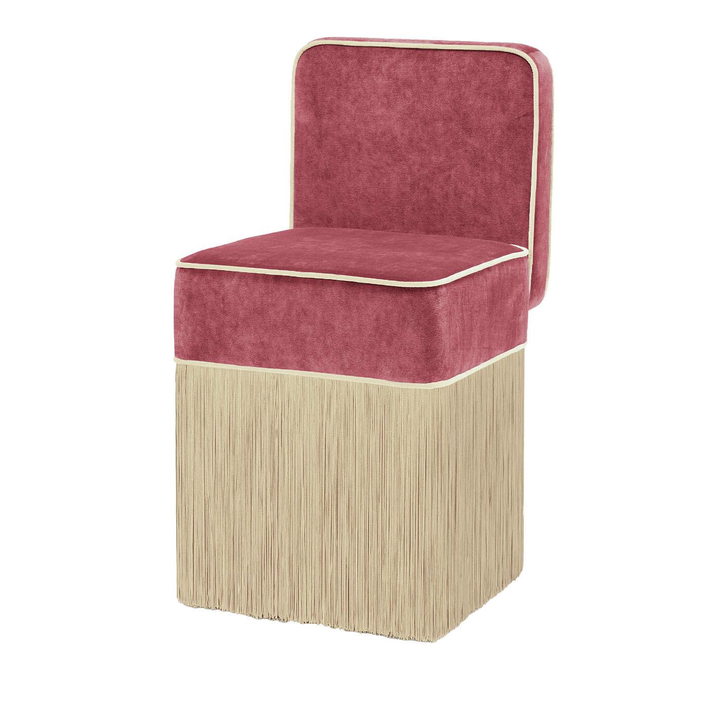 Italian Lilli Pink Velvet and Beige Chair by Lorenza Bozzoli For Sale