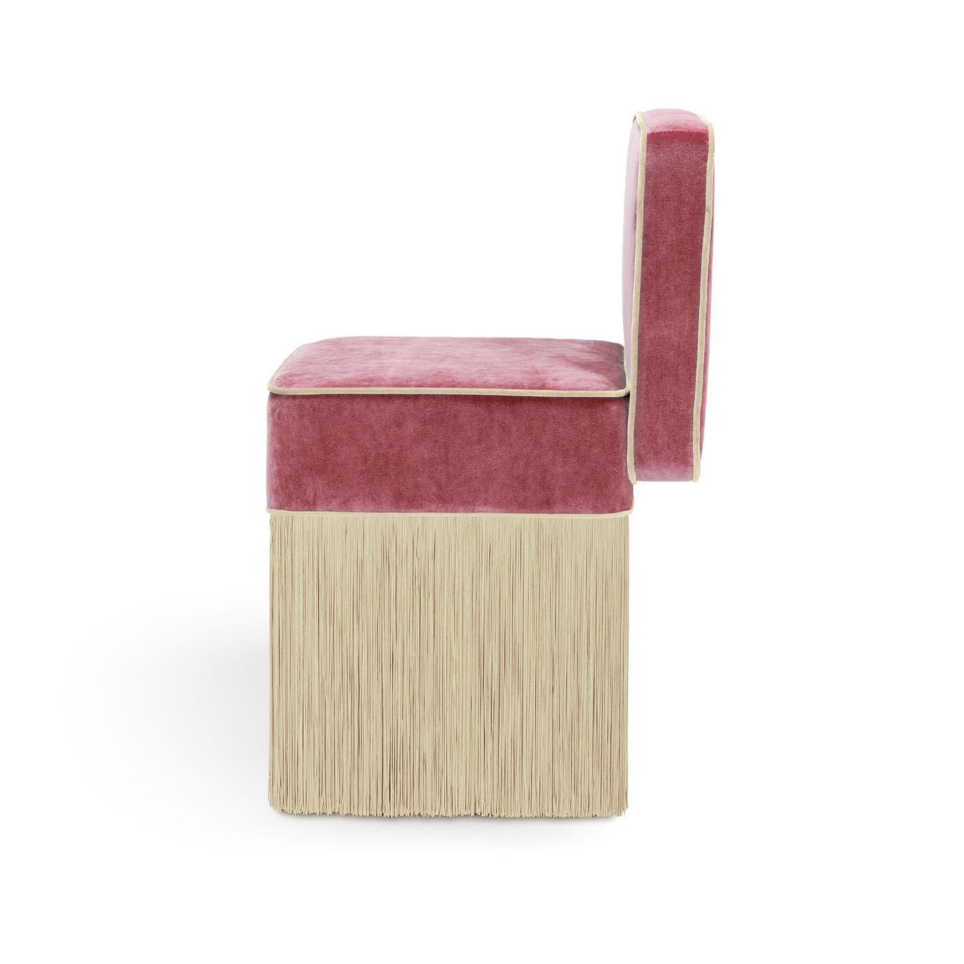 Lilli Pink Velvet and Beige Chair by Lorenza Bozzoli In New Condition For Sale In Milan, IT