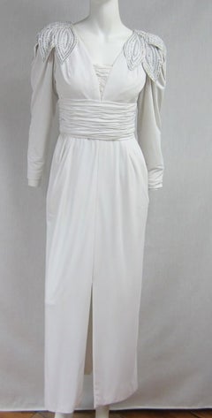 Lilli Rubin White Jersey Dress Gown 1980s  Avant Garde