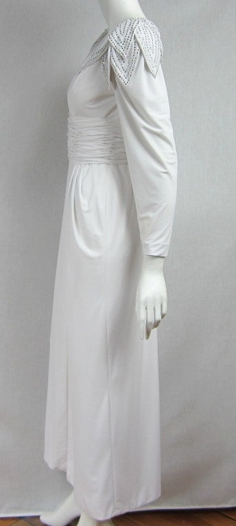  Lilli Rubin Avant Garde White Jersey Dress Gown,  1980s  In Good Condition For Sale In Wallkill, NY