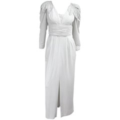 Retro  Lilli Rubin Avant Garde White Jersey Dress Gown,  1980s 