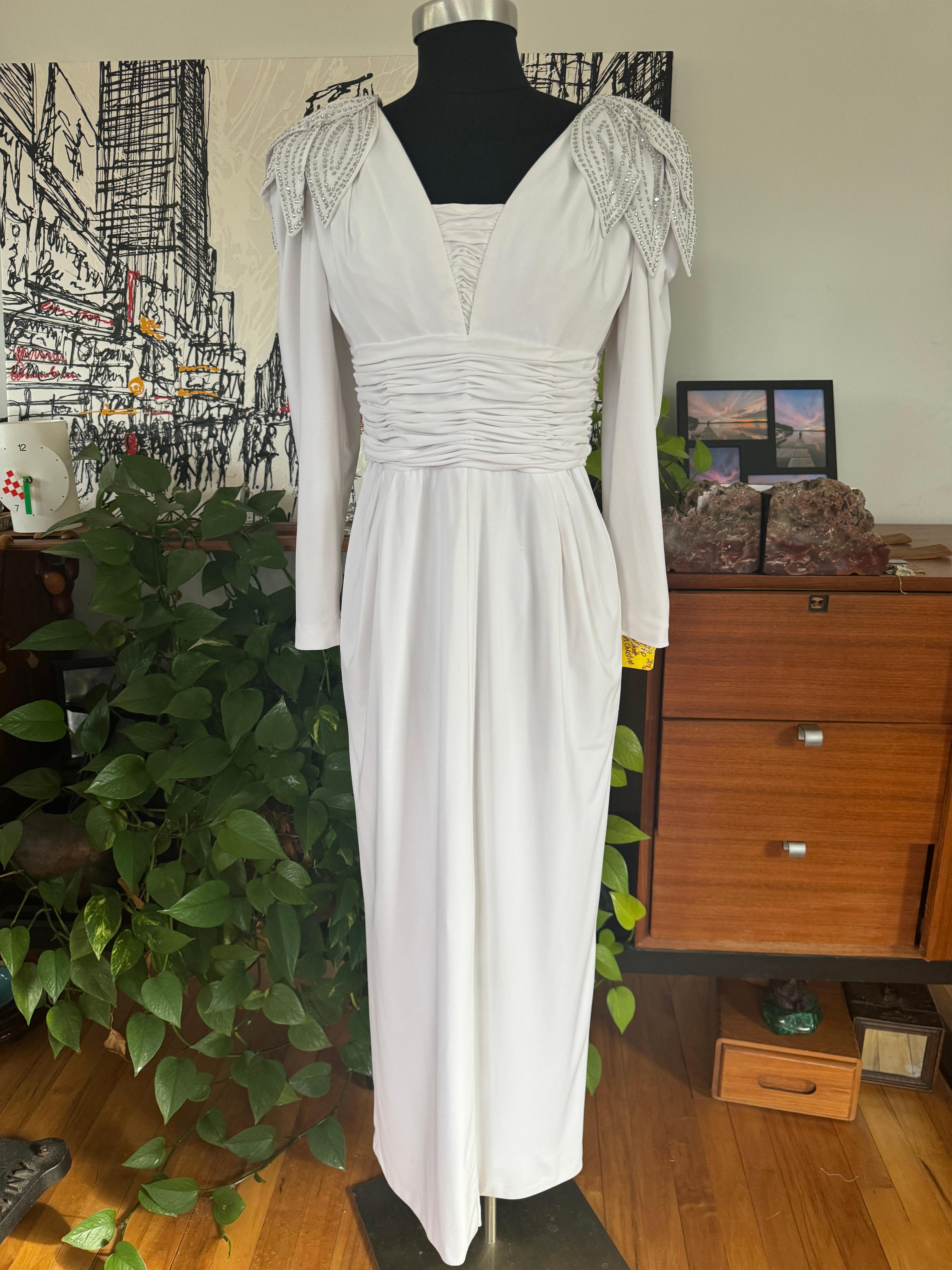 Vestido de punto blanco Lilli Rubin Años 80  Vanguardia en venta 5