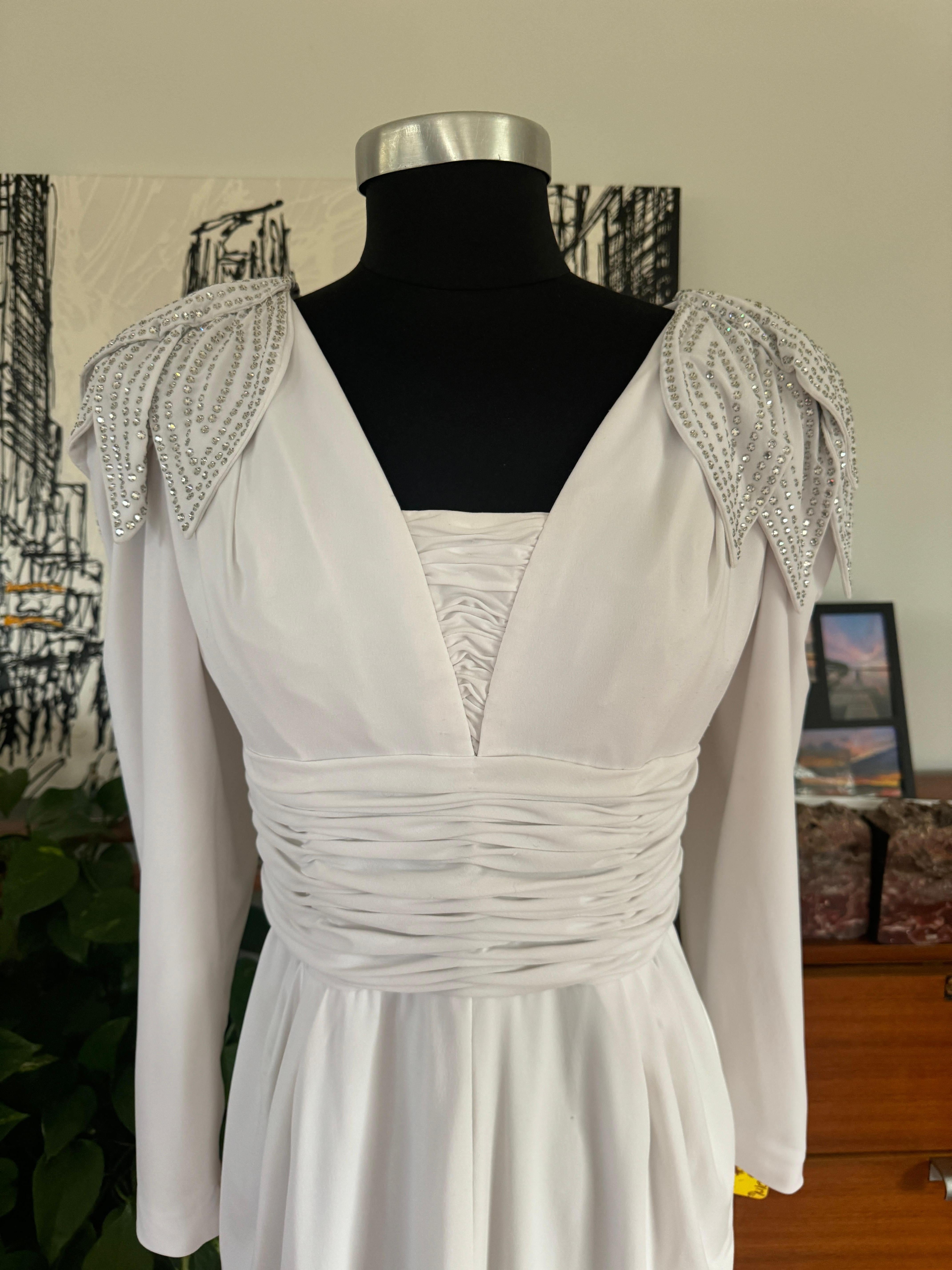 Vestido de punto blanco Lilli Rubin Años 80  Vanguardia en venta 7