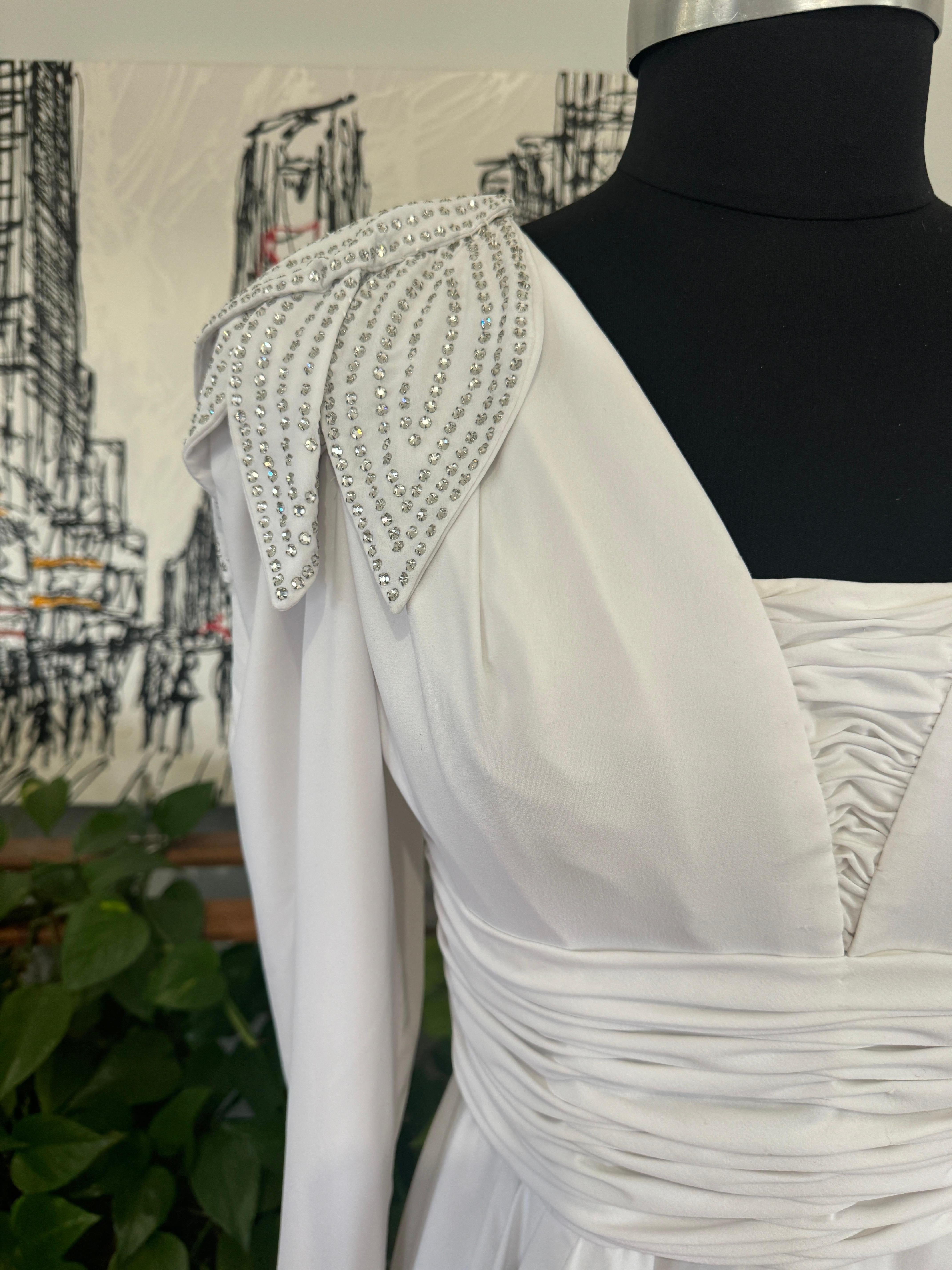 Vestido de punto blanco Lilli Rubin Años 80  Vanguardia en venta 8