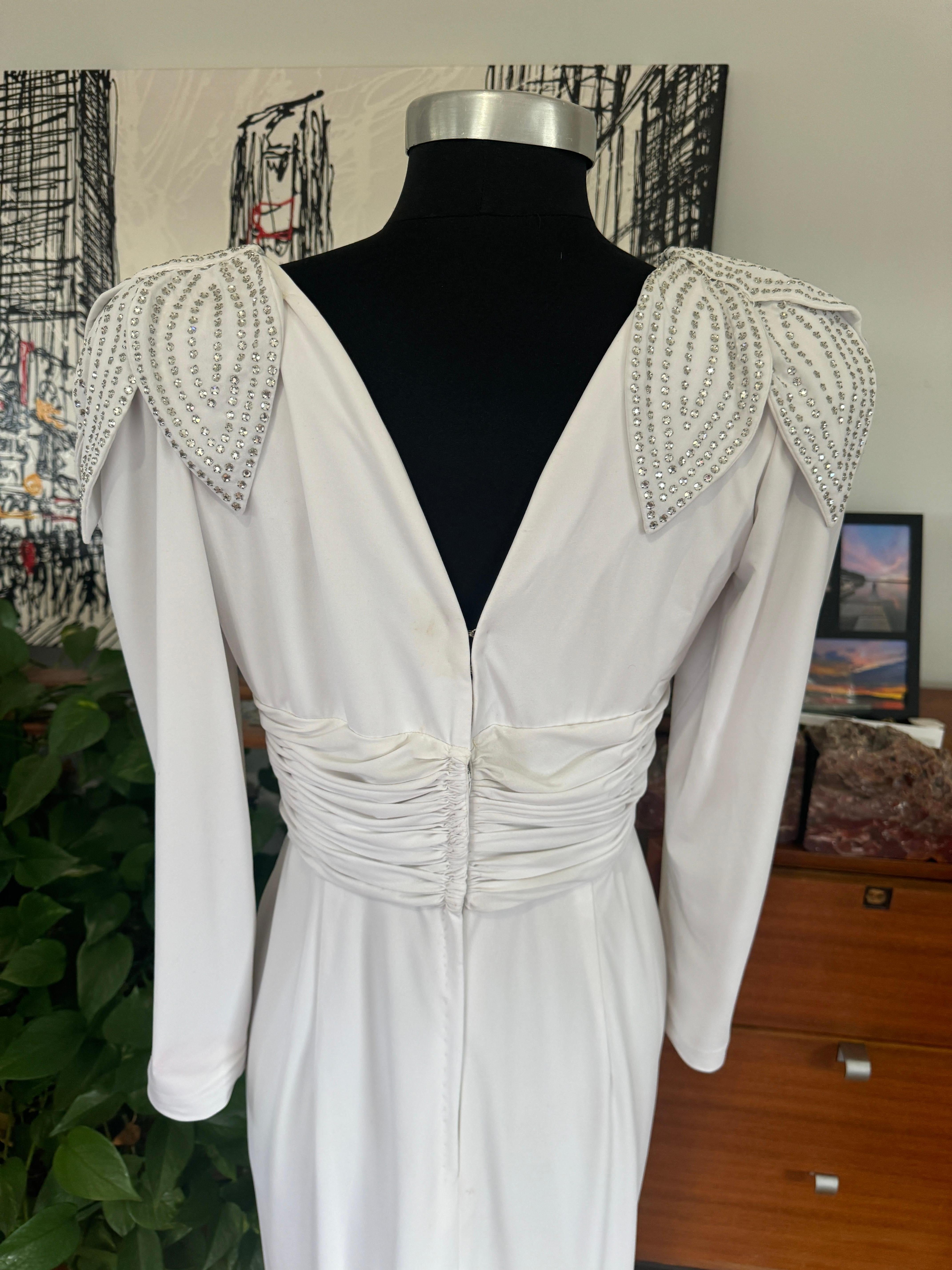Vestido de punto blanco Lilli Rubin Años 80  Vanguardia en venta 11