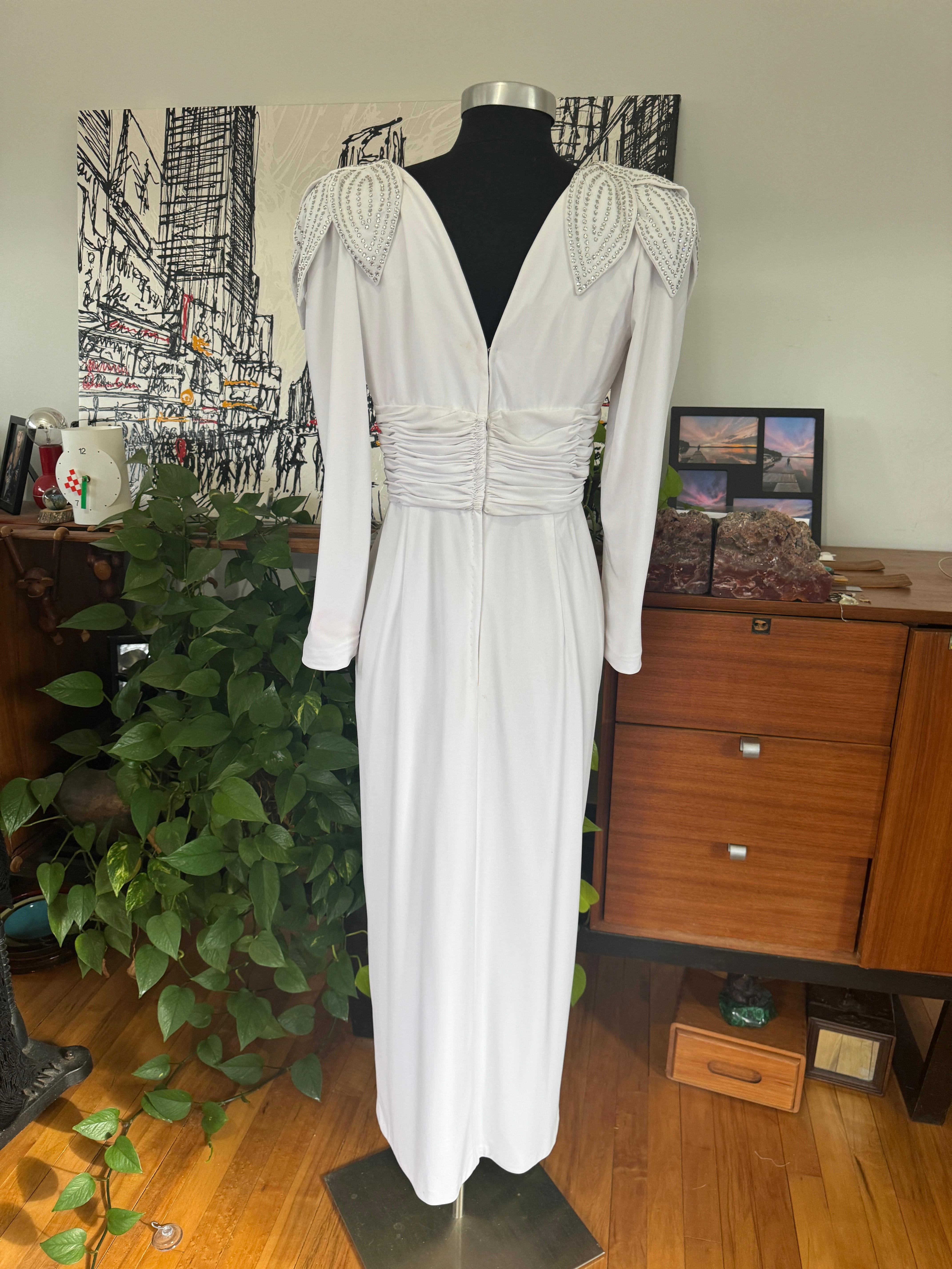 Vestido de punto blanco Lilli Rubin Años 80  Vanguardia en venta 12