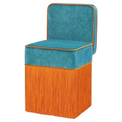 Lilli Teal Velvet and Orange Chair by Lorenza Bozzoli