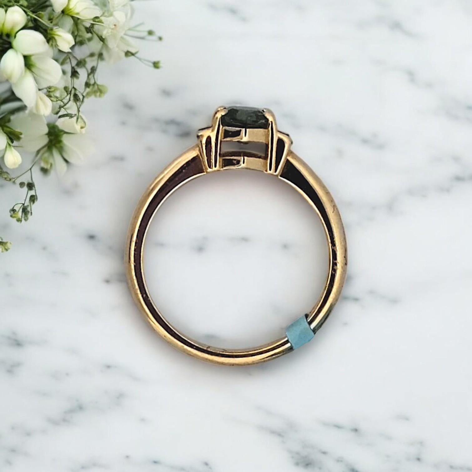 Lillian  14K Gold Green Sapphire Ring, Diamond Accent Band, Engagement Ring In New Condition For Sale In Greeneville, TN