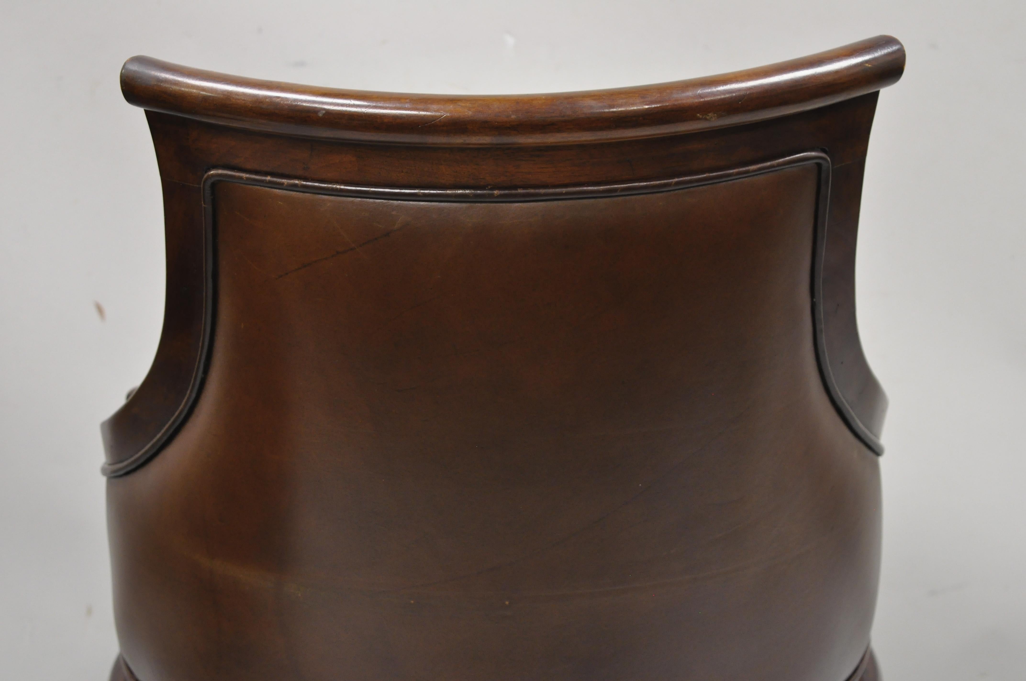 Lillian August Brown Leather Swivel Upholstered Empire Office Desk Vanity Chair 4