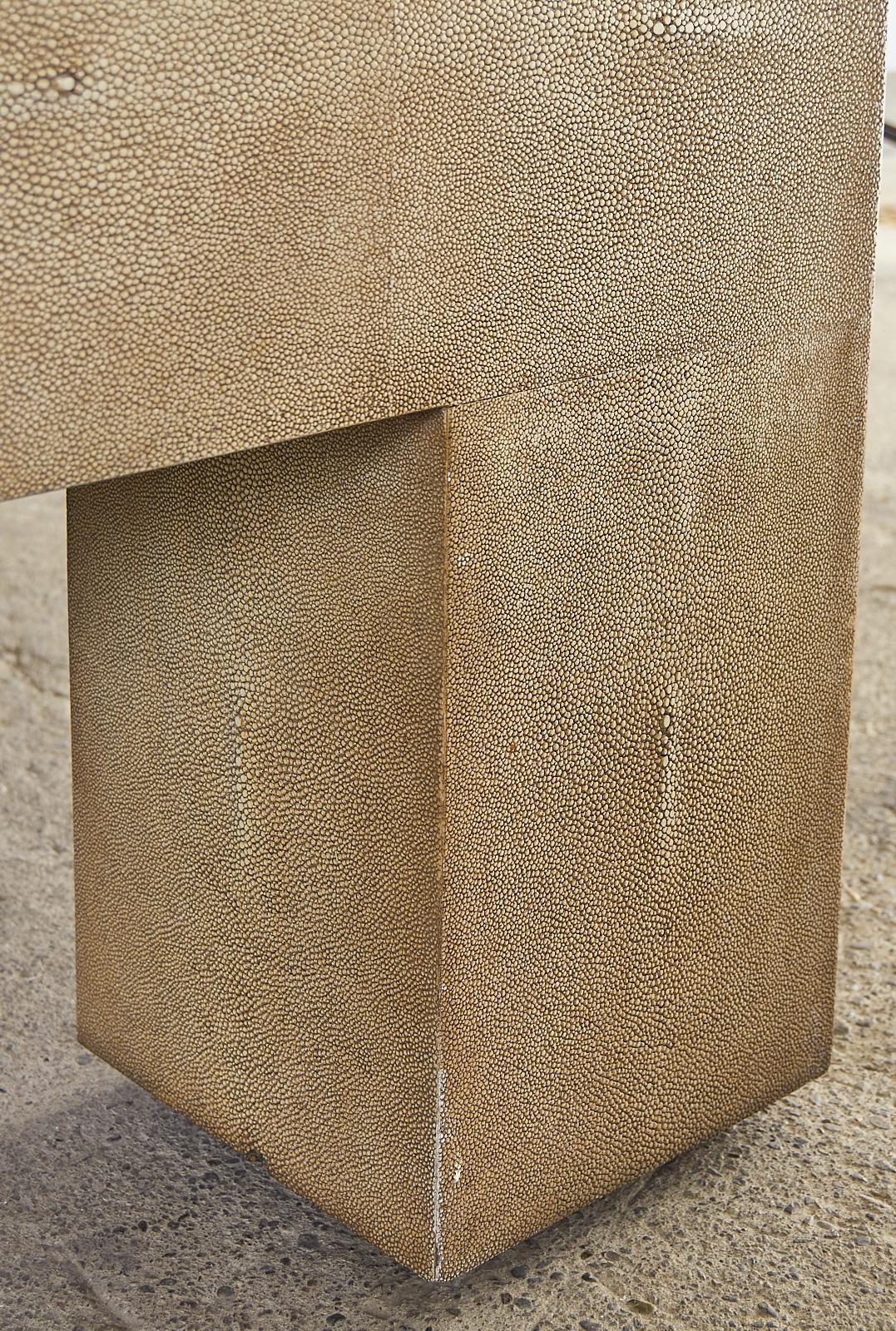 Hand-Crafted Lillian August Faux Shagreen Gavin Cocktail Table