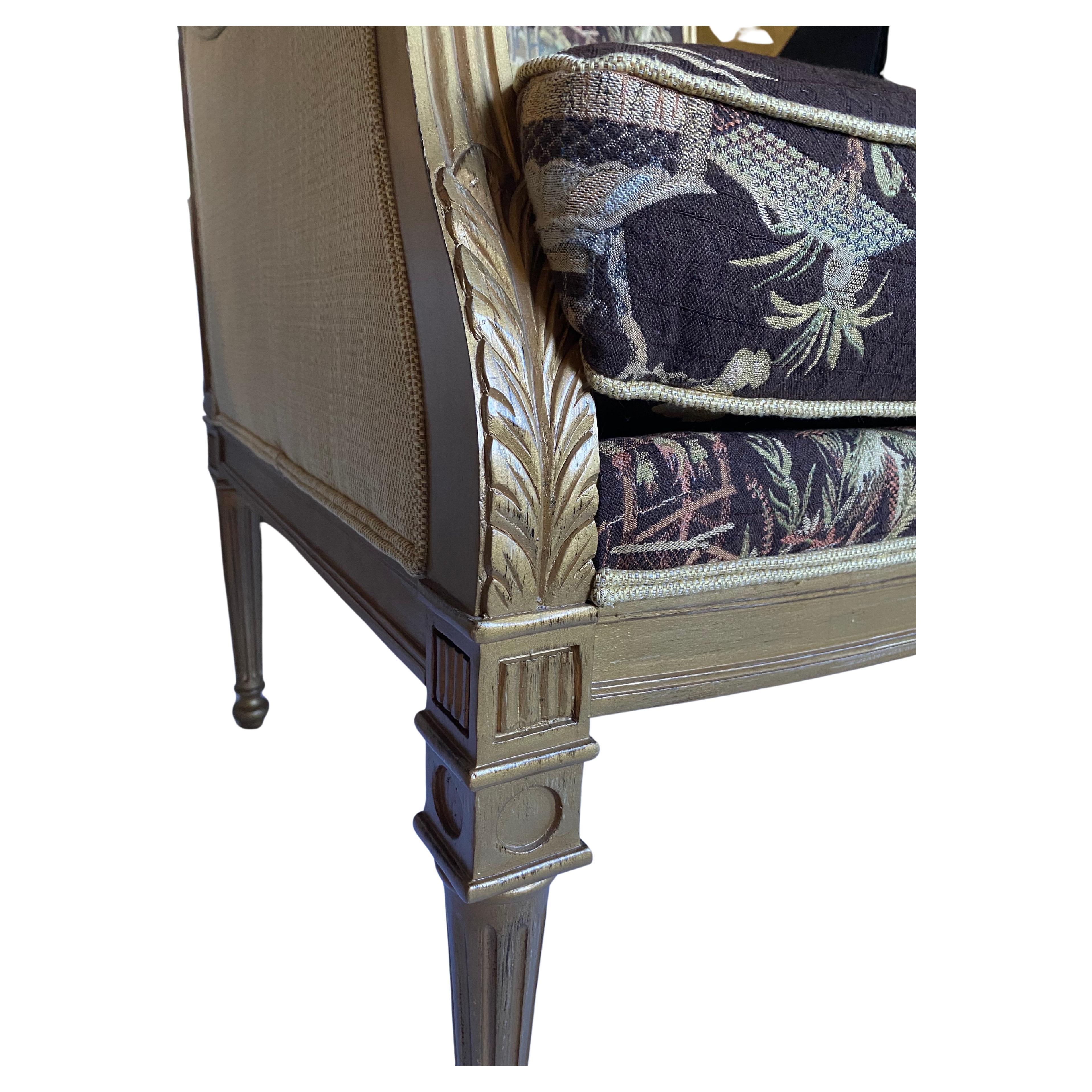 Lillian August Louis XVI Style Gilt Chinoiserie Bergere Club Chairs 1