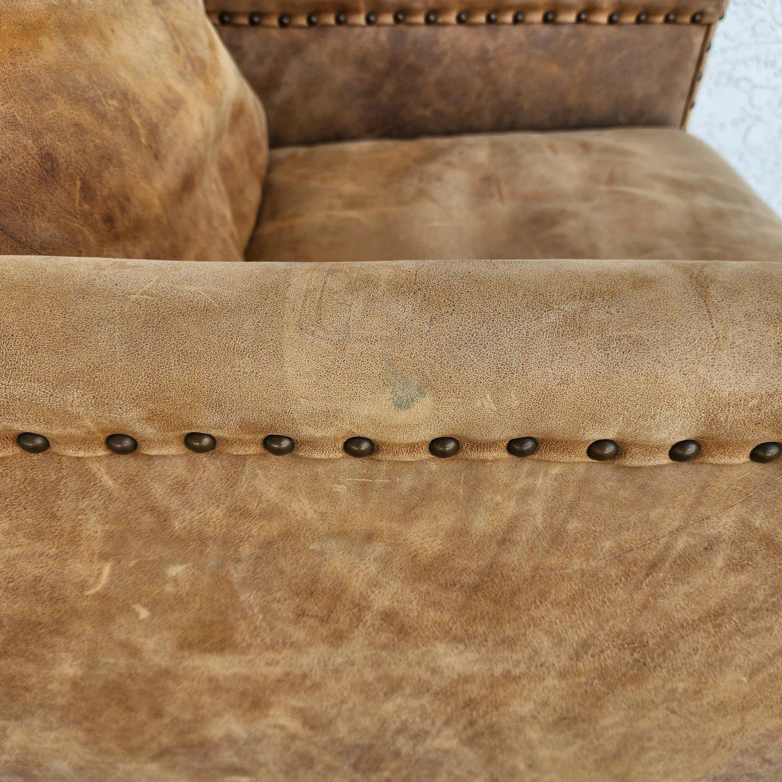 Lillian August Fauteuil club en cuir sellier MCM Ralph Lauren Style en vente 8