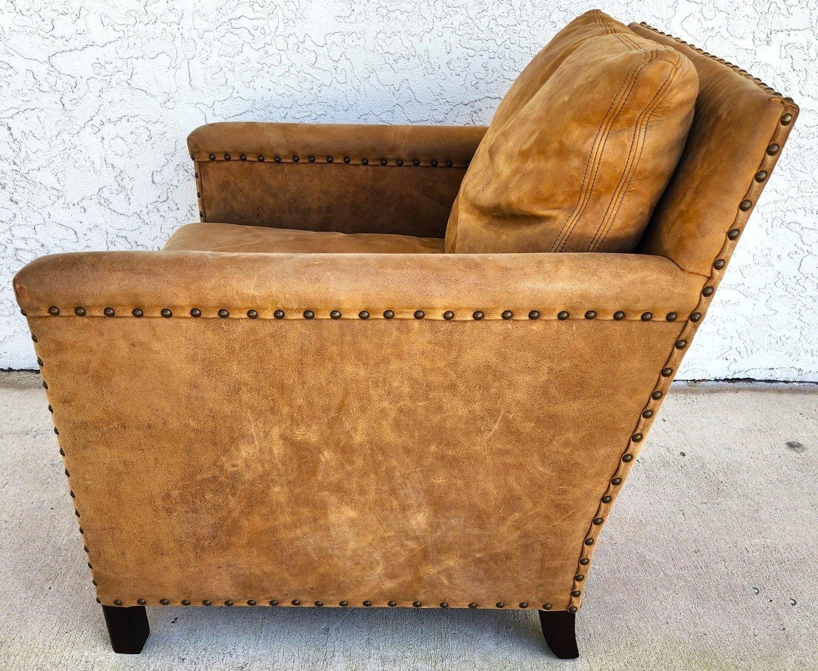 Lillian August Fauteuil club en cuir sellier MCM Ralph Lauren Style en vente 2