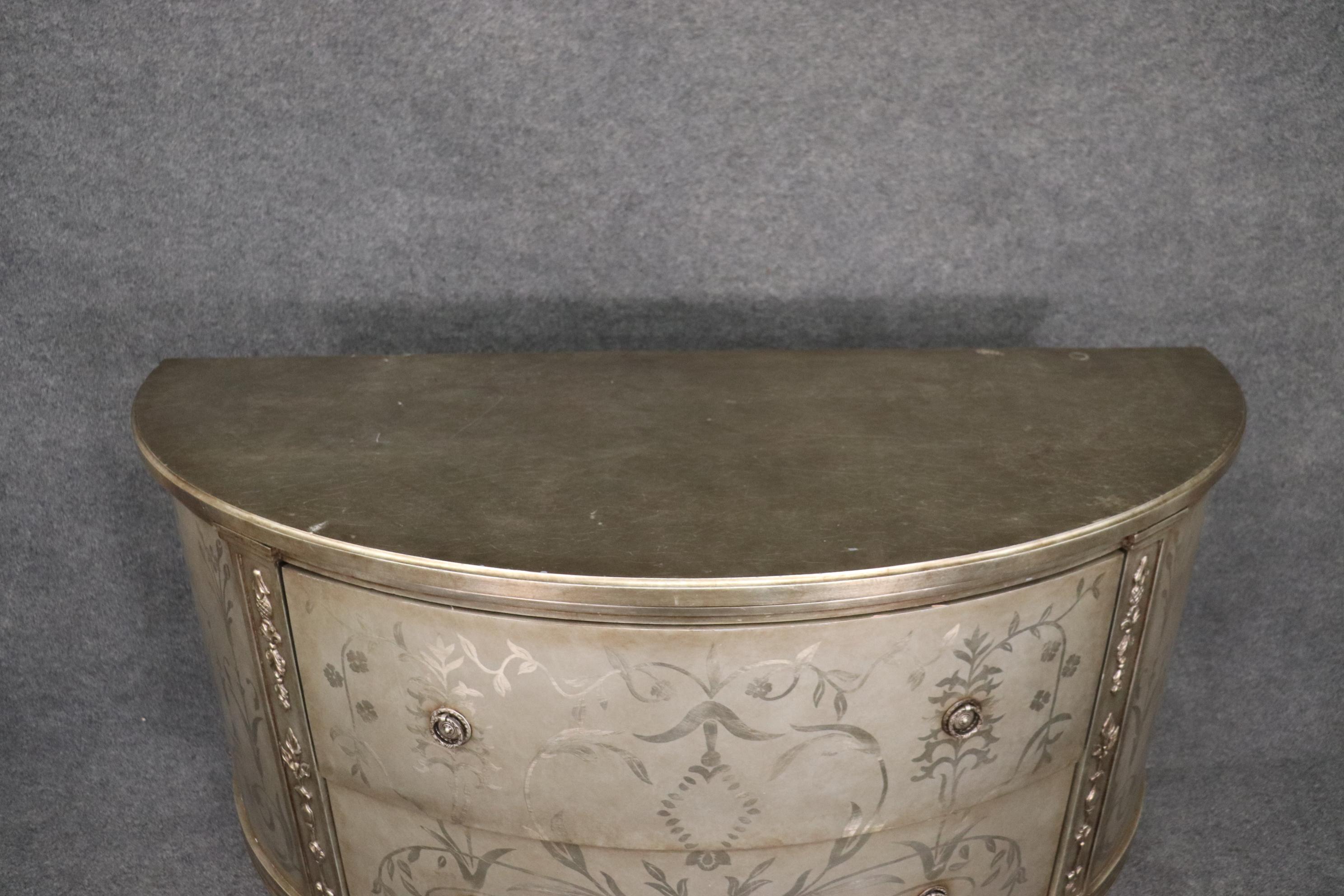 Lillian August Silver Leaf Continental Style Commode Foyer Chest Dresser 1