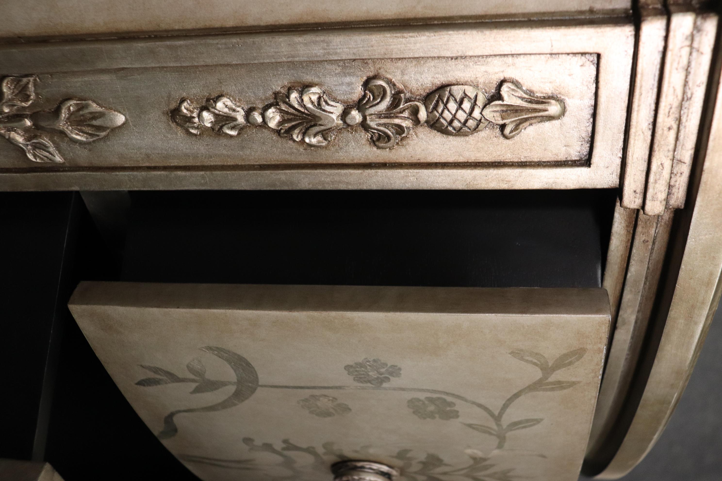 Beech Lillian August Silver Leaf Continental Style Commode Foyer Chest Dresser