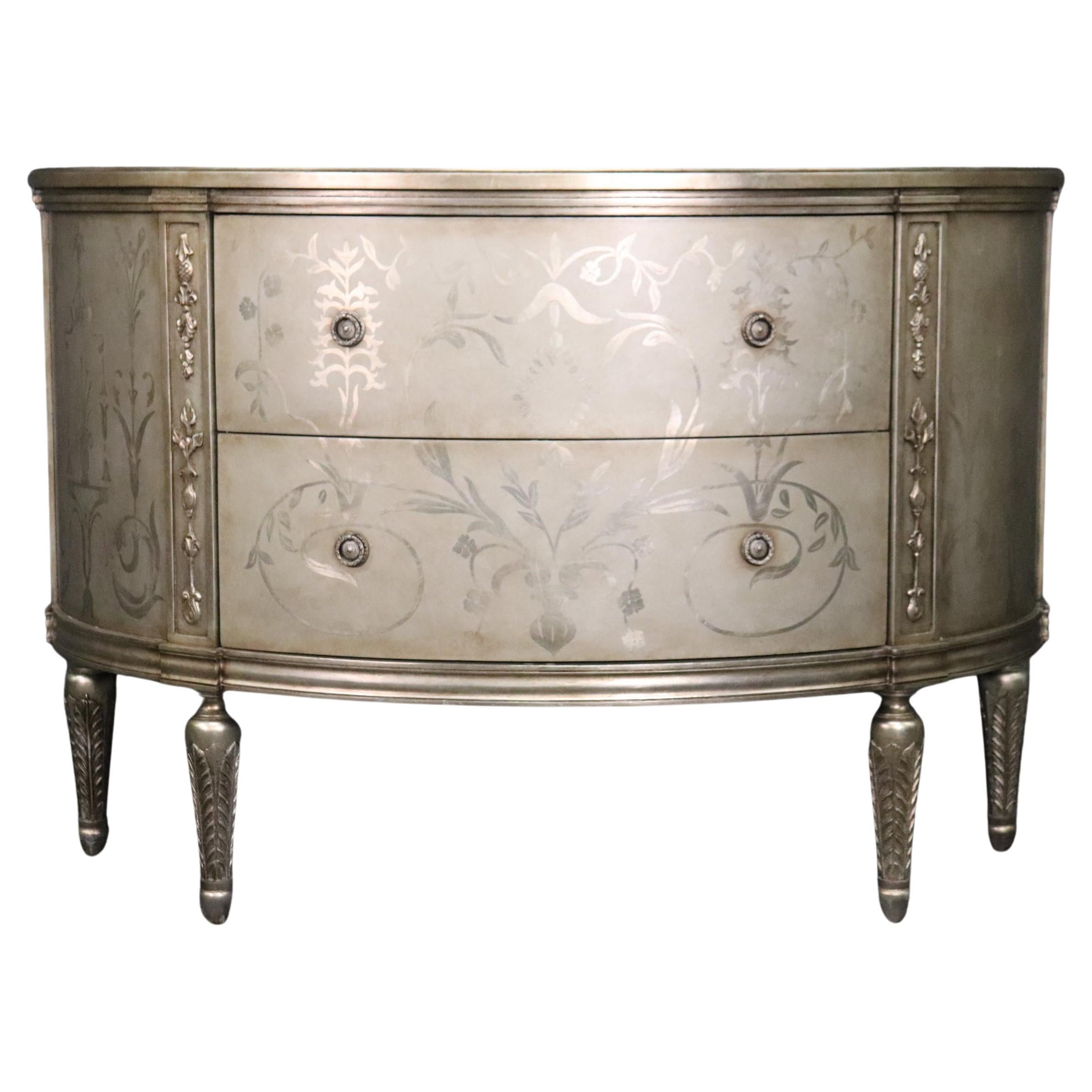 Lillian August Silver Leaf Continental Style Commode Foyer Chest Dresser
