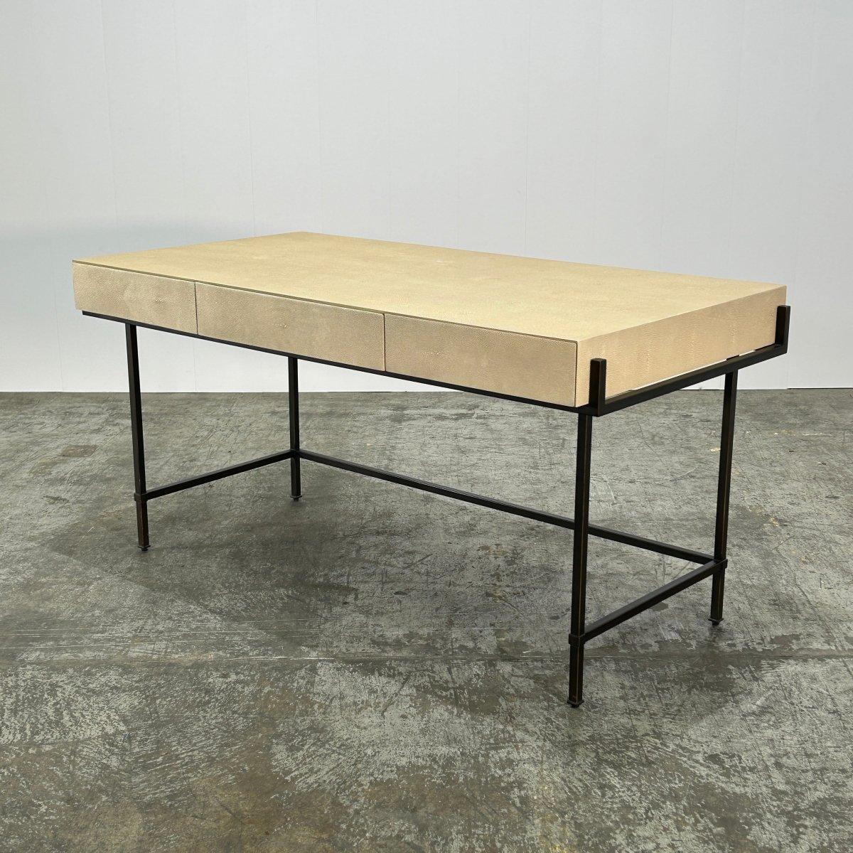 Lillian August Simone Faux Shagreen Leather Desk In Good Condition In Basildon, London