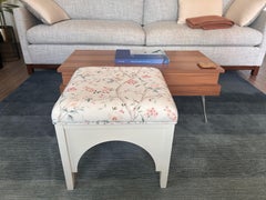 Lillian August Vintage Floral Chintz Upholstered Ottoman with Arched Cream Base
