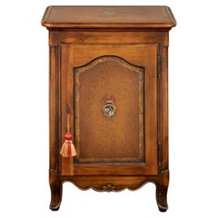 Lillian August Walnut And Leather Cabinet With Decorative Heraldic Device