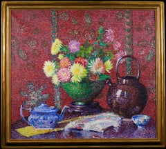 A Floral Arrangement - Pointillist Still Life Oil Painting - Lillian Burk Meeser
