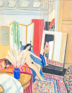 Retro Lillian Delevoryas 1969 Original Nude & Interior Painting