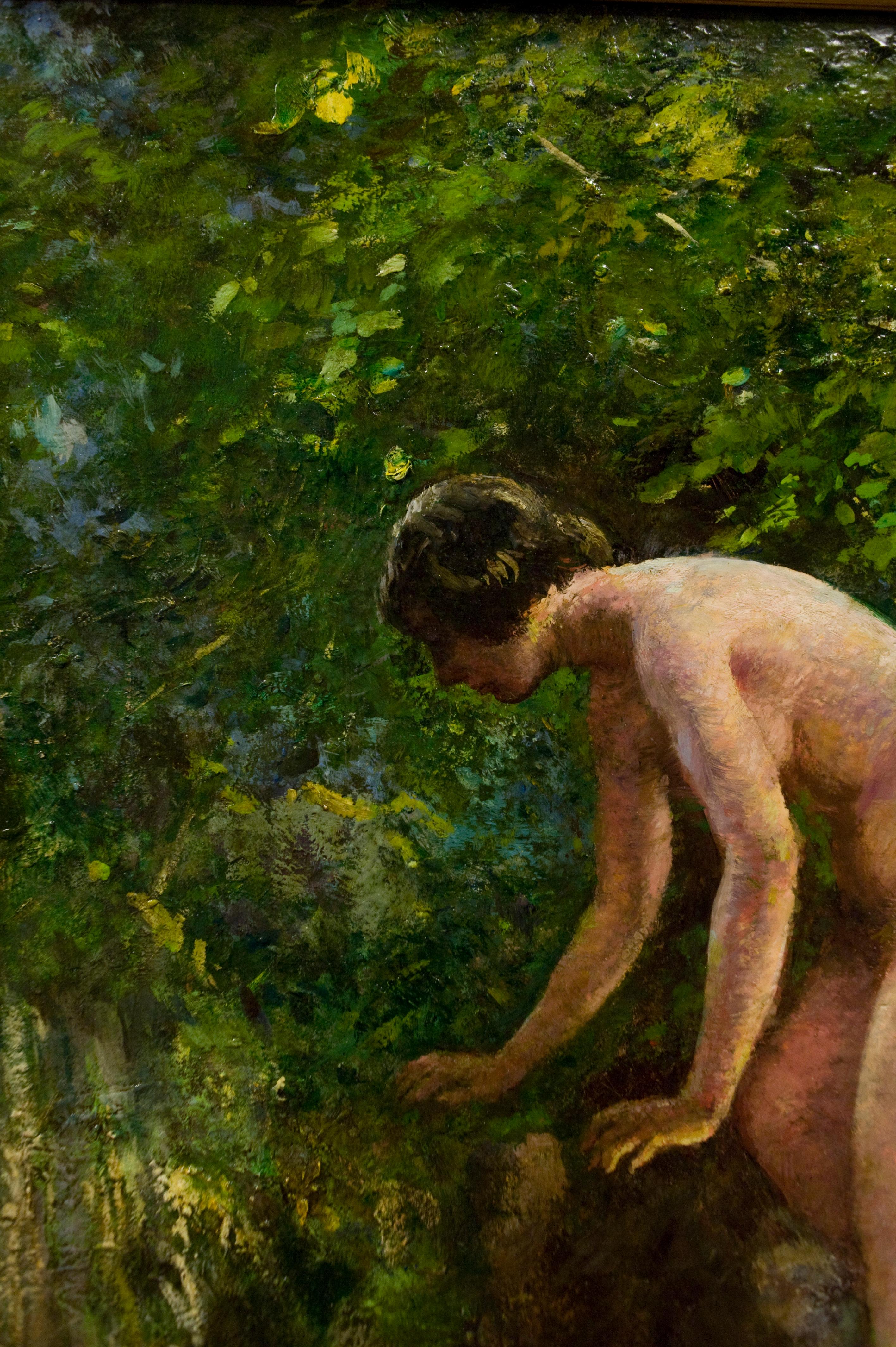 Nu au bord d'une cascade  - Painting de Lillian Genth