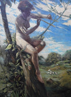 Tree Nymph in a Landscape - American Impressionist 1920's art oil painting