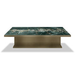 Lillian Gorbachincky Atelier KORA Bronze Dining Table/Crystalized Green ArtGlass