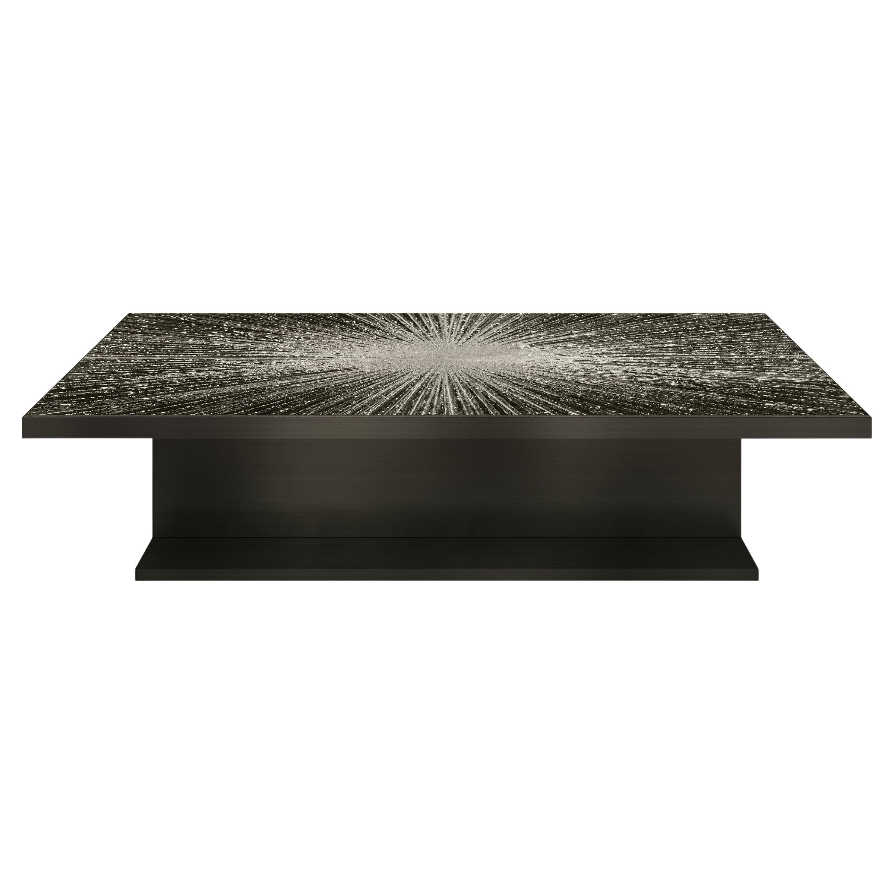 Lillian Gorbachincky Atelier GALA Dining Table with Sunburst Glass Top For Sale