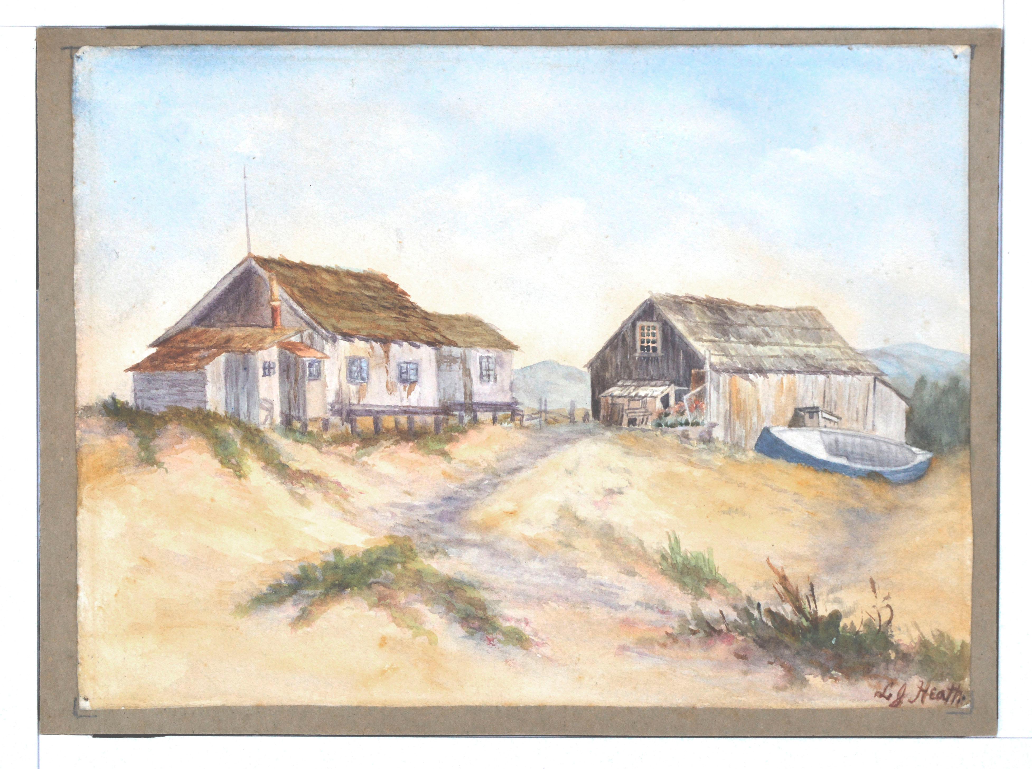 Old Davenport Whaling Village - 1930's Landscape  - American Impressionist Art by Lillian Jackson Heath