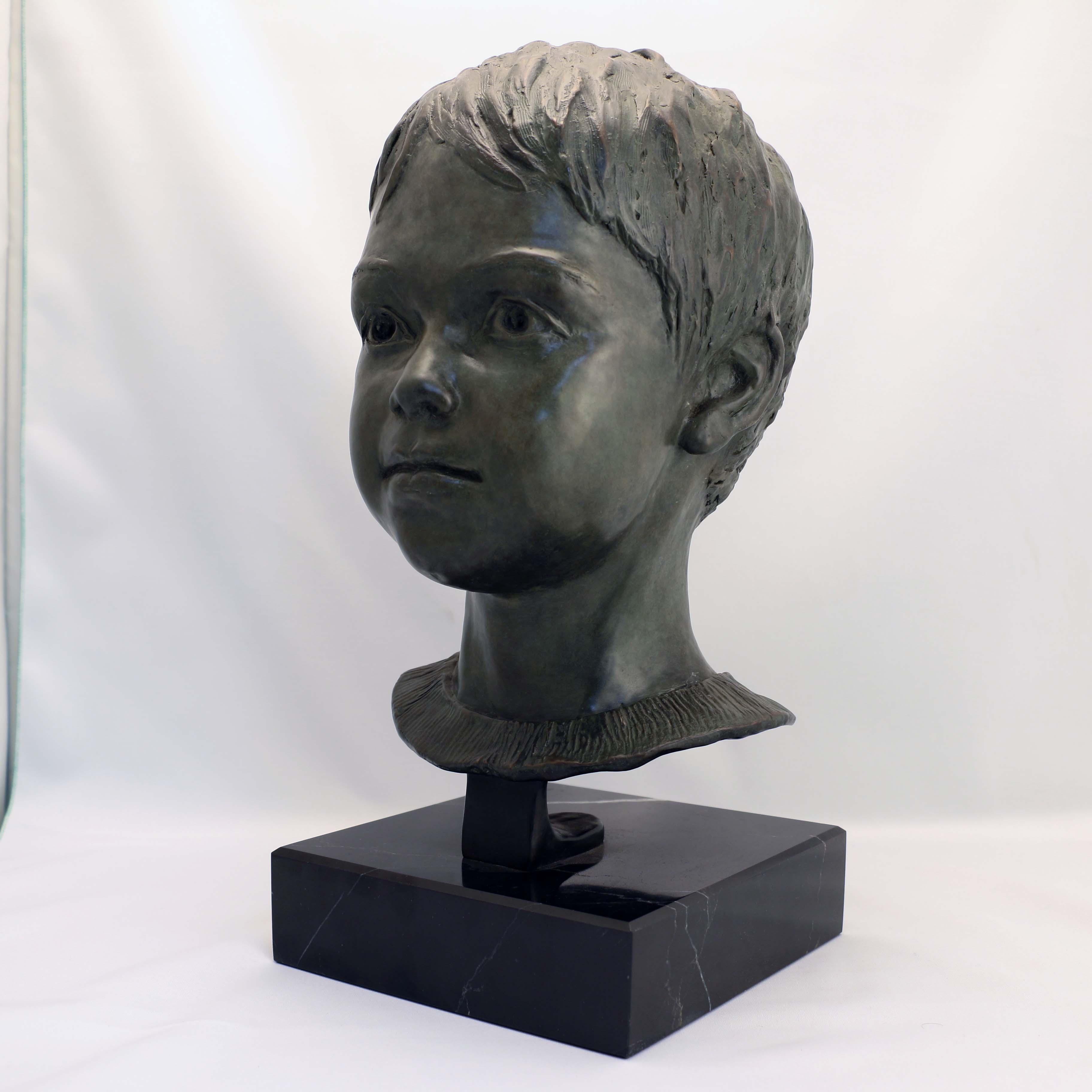 This study is clearly by one who knows and loves children and looks with a sensitive eye. It is not easy to cast in bronze the fugitive nature of childhood but she succeeds admirably. She captures the curious and spirited boldness of the boy with a