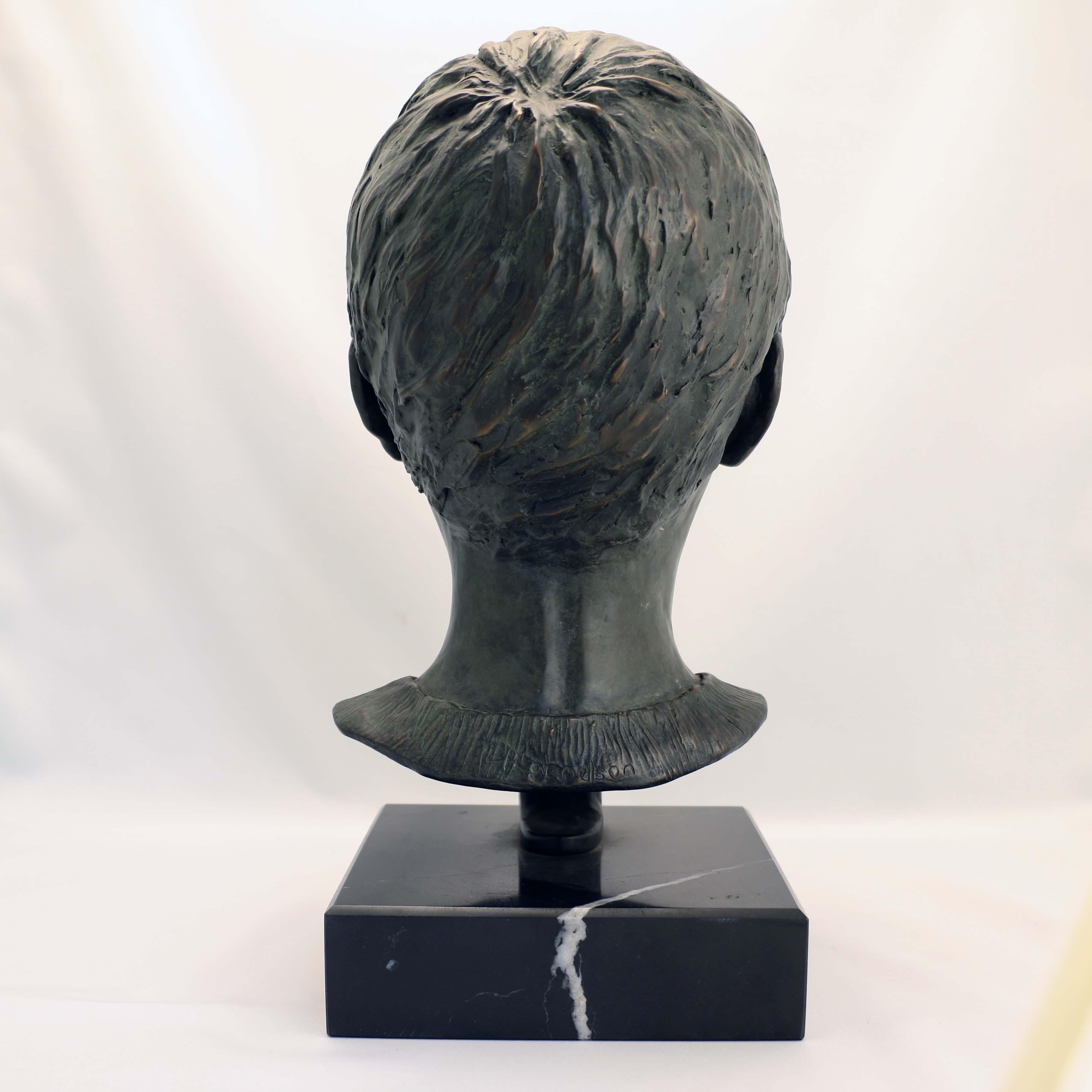 20th Century Lillian Katznelson Head of a Young Boy Bronze on Marble Base