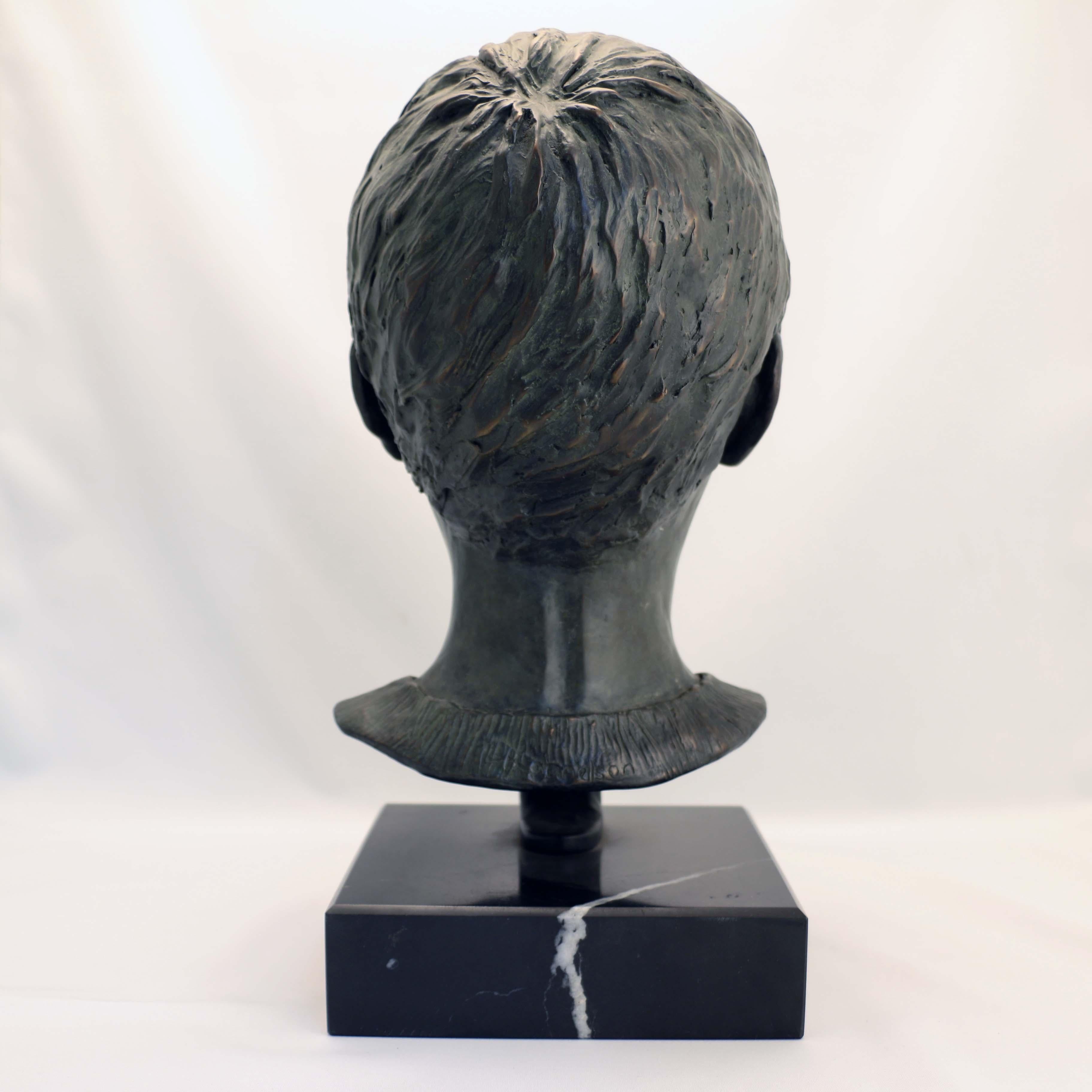 Lillian Katznelson Head of a Young Boy Bronze on Marble Base 1