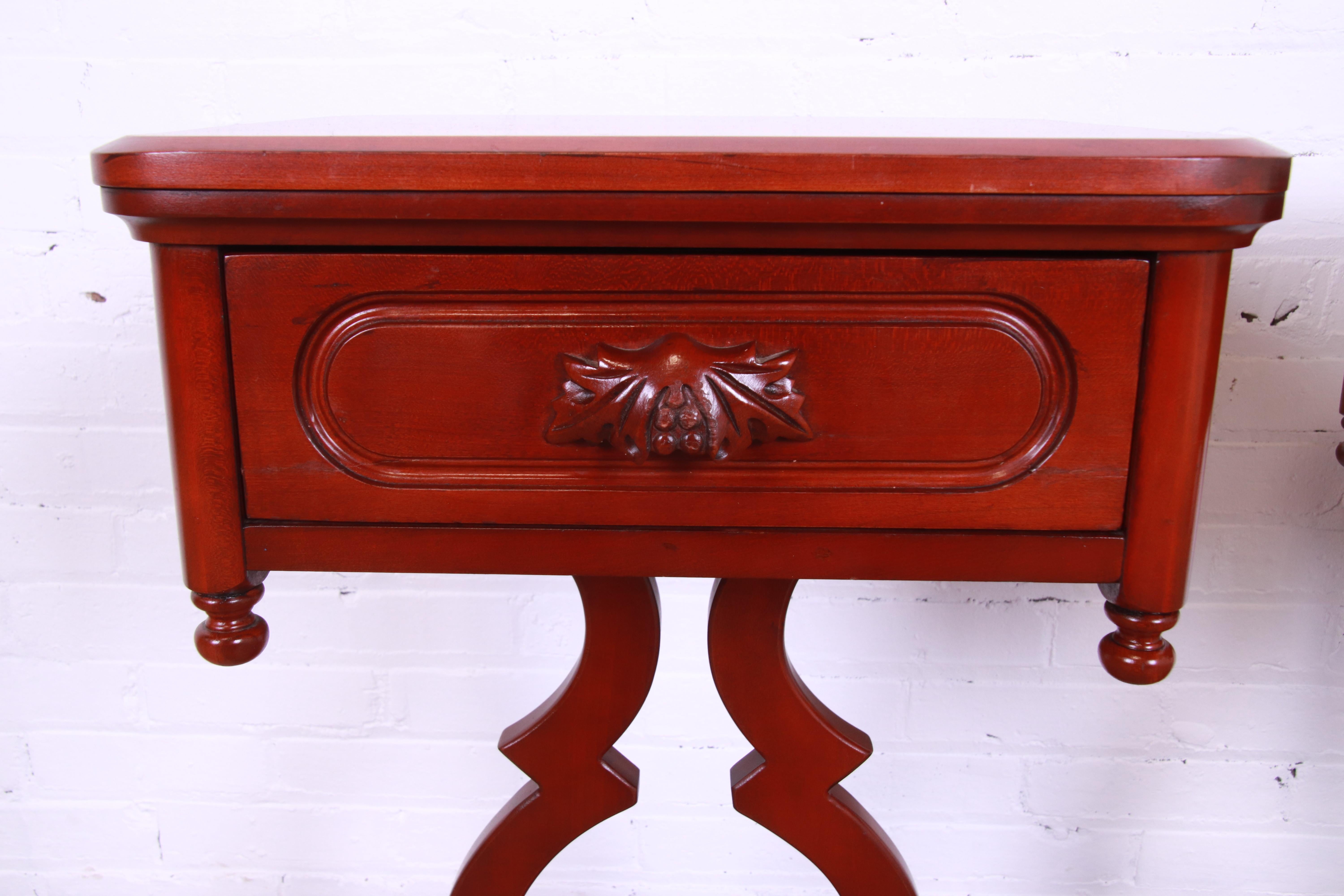 Lillian Russell Collection Victorian Cherry Nightstands by Davis Cabinet Co. 2