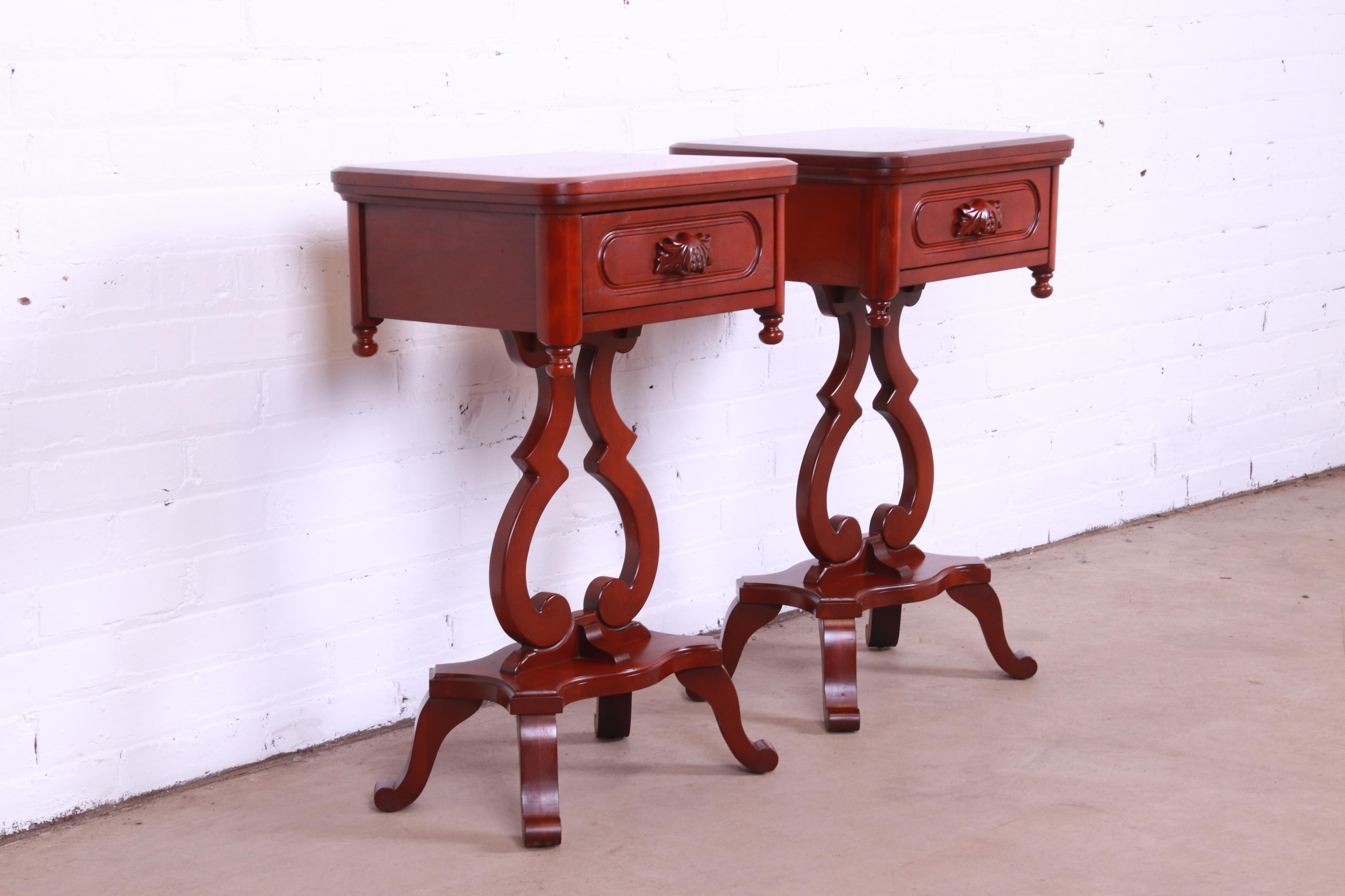 American Lillian Russell Collection Victorian Cherry Nightstands by Davis Cabinet Co.