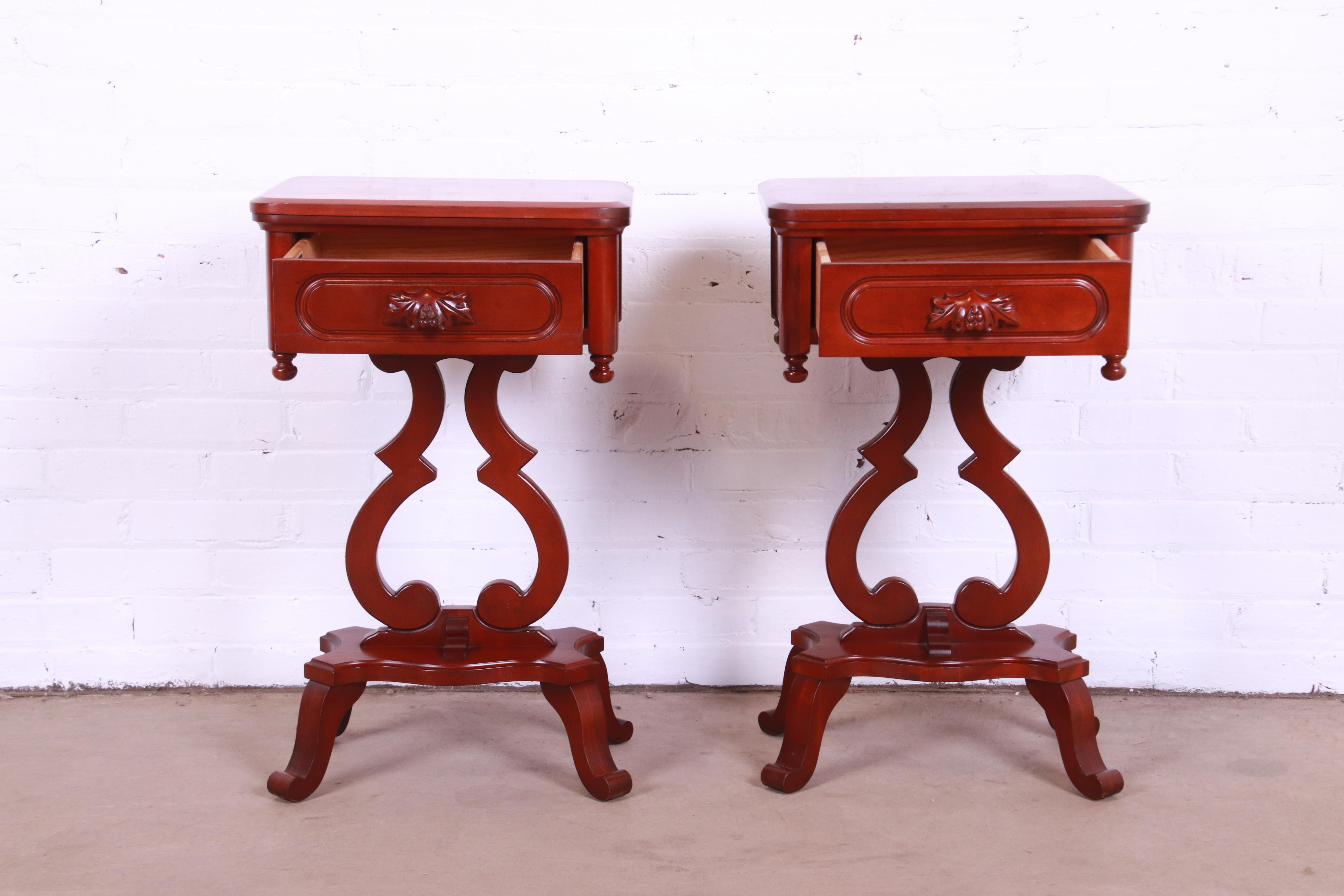 Lillian Russell Collection Victorian Cherry Nightstands by Davis Cabinet Co. In Good Condition In South Bend, IN