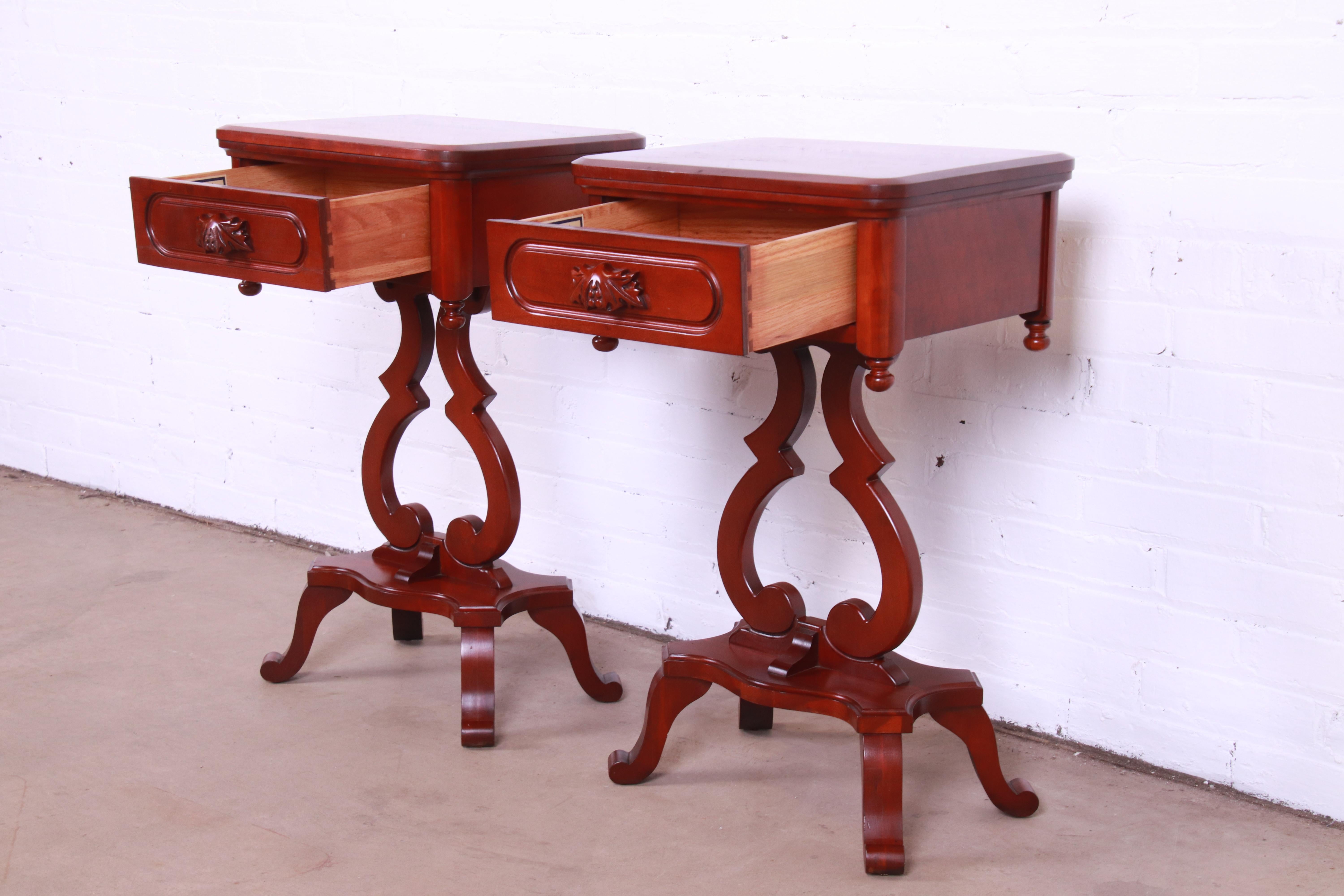 20th Century Lillian Russell Collection Victorian Cherry Nightstands by Davis Cabinet Co.